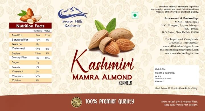Organic Kashmir Mamra Almonds – Natural Raw Badam