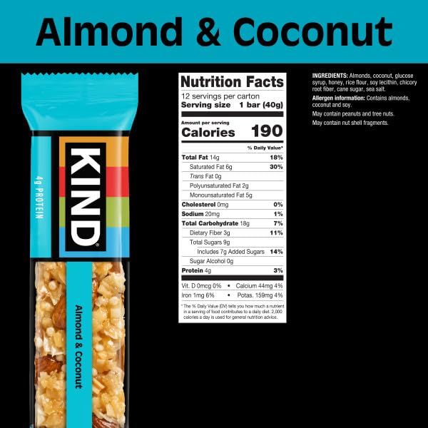 KIND Almond & Coconut Bars, Low Glycemic Index, Gluten Free Bars
