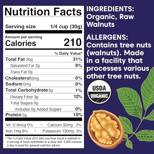 Organic Raw California Walnut Halves – Unsalted & Shelled