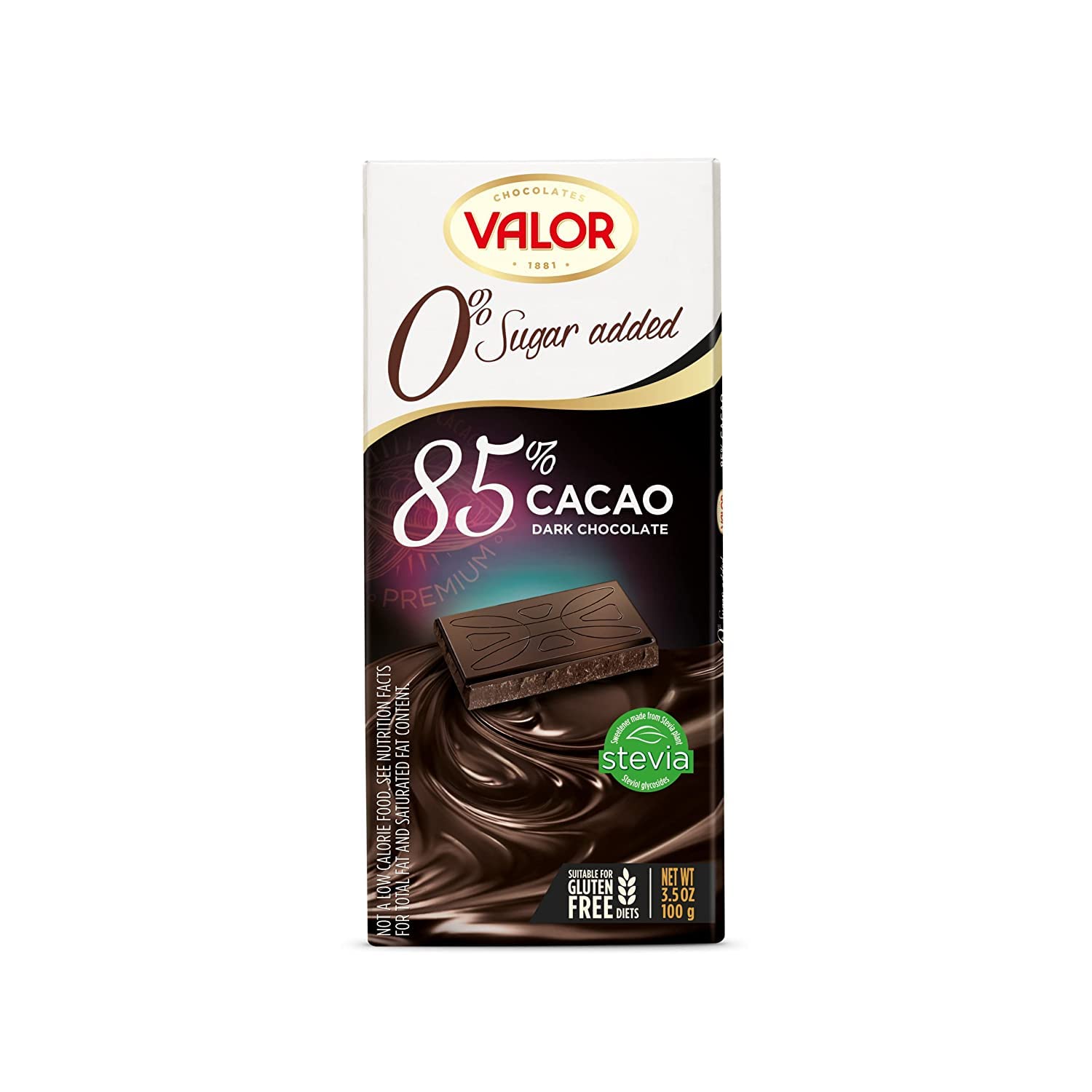85% Cocoa Dark Chocolate – No Added Sugar, 100g