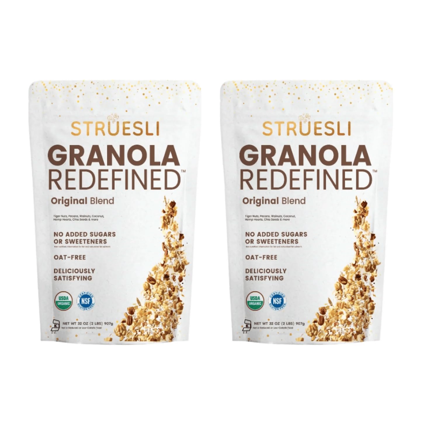 Struesli Organic Granola, Grain & Gluten Free, Healthy Snacks with Chia Seeds,