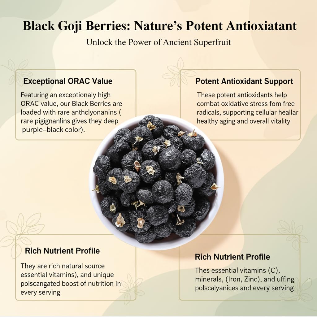 Wild Black Goji Berries, Himalayan Superfood for Tea, 7.05 oz (200g)