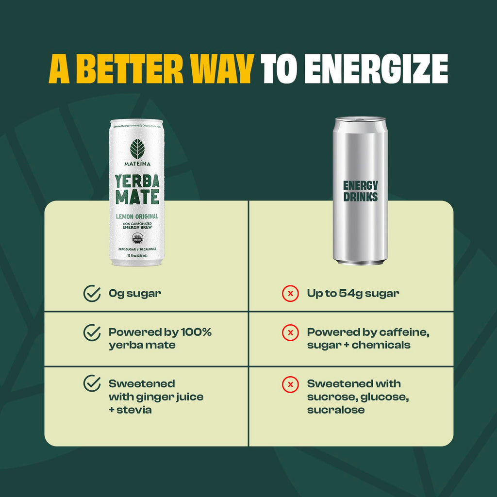 Mateina Yerba Mate Energy Drink, 12 fl oz, 12 Pack