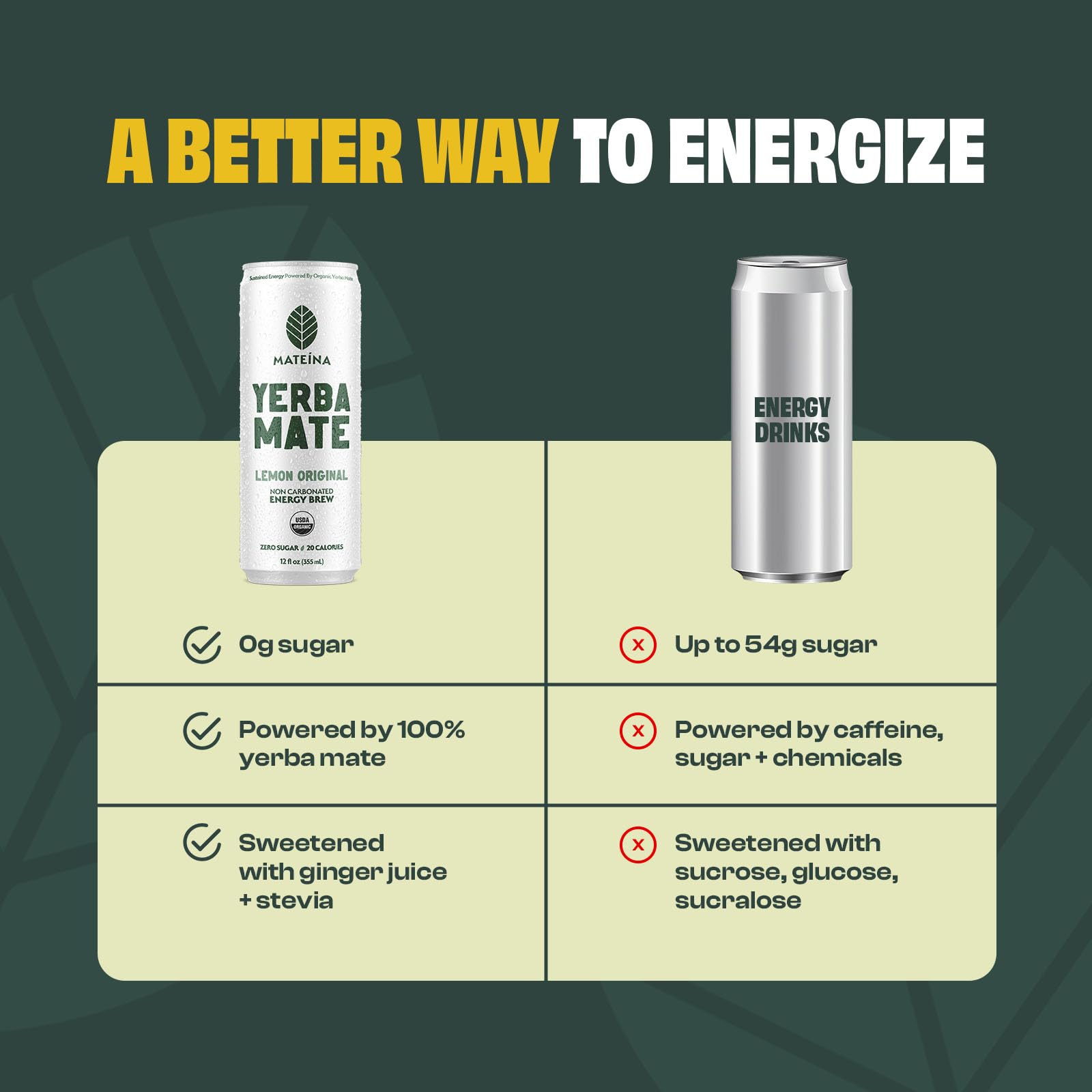 Mateina Yerba Mate Energy Drink, 12 fl oz, 12 Pack