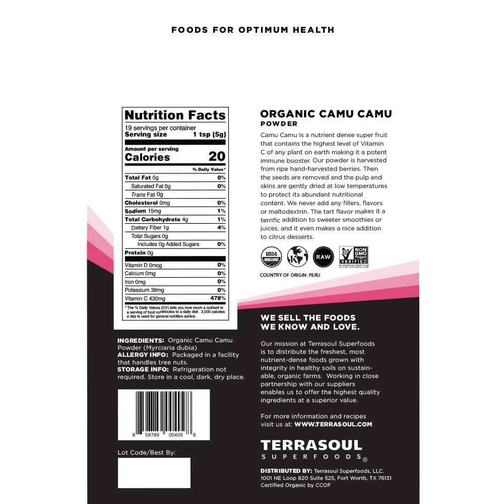 Organic Camu Camu Powder – Raw Superfood, 7 oz