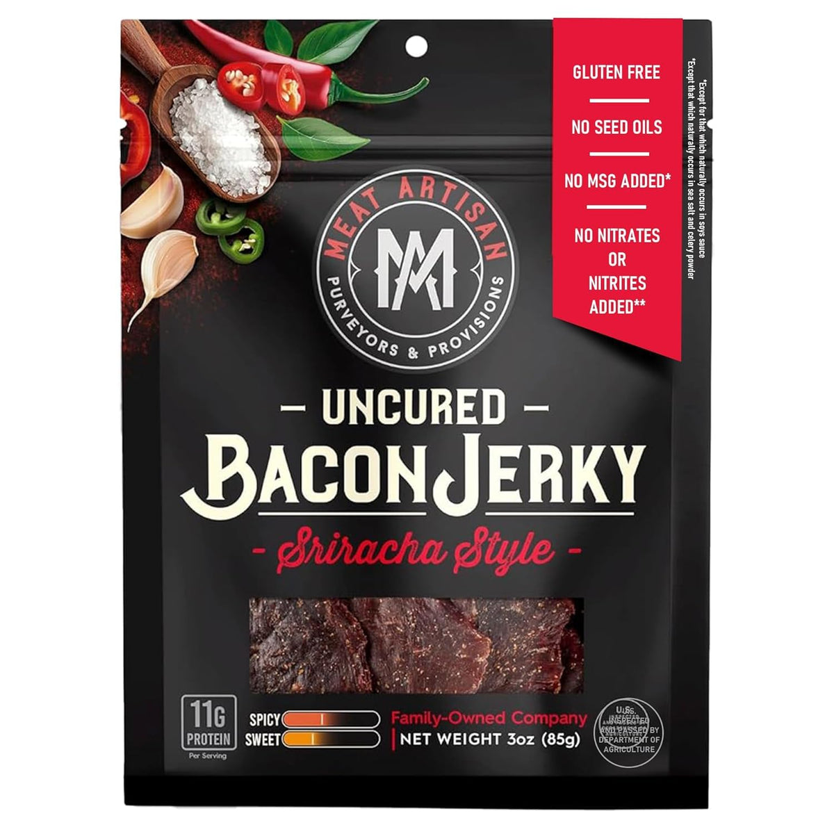 Meat Artisan Uncured Bacon Jerky | Premium Uncured Bacon