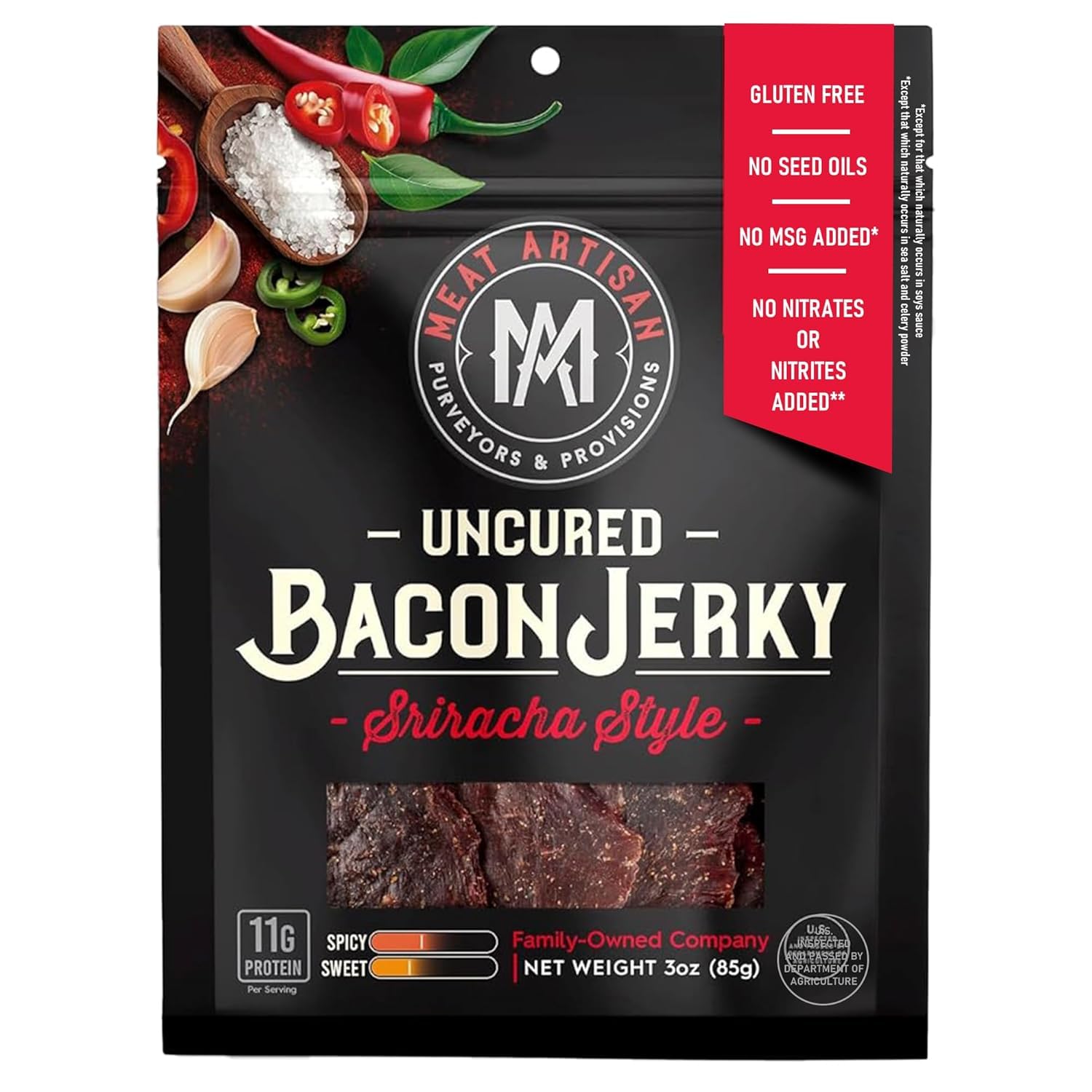 Meat Artisan Uncured Bacon Jerky | Premium Uncured Bacon