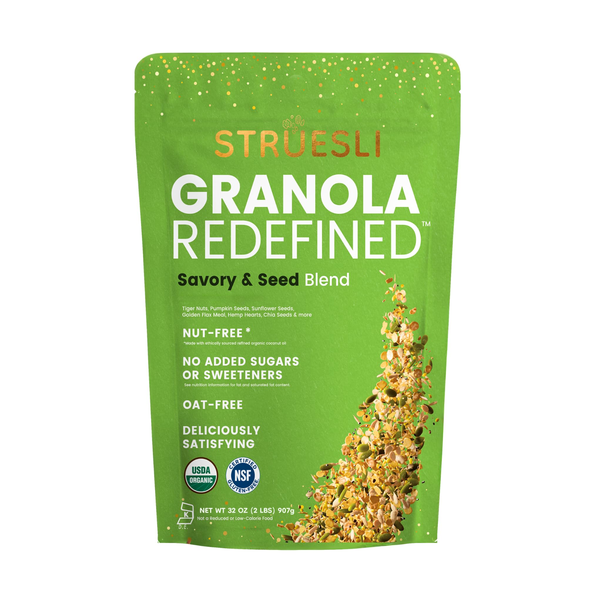 Struesli Organic Granola, Grain & Gluten Free, Healthy Snacks with Chia Seeds,
