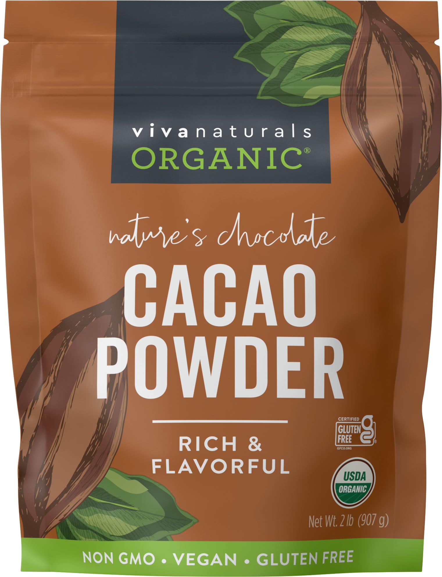 Organic Unsweetened Cacao Powder – 8 oz