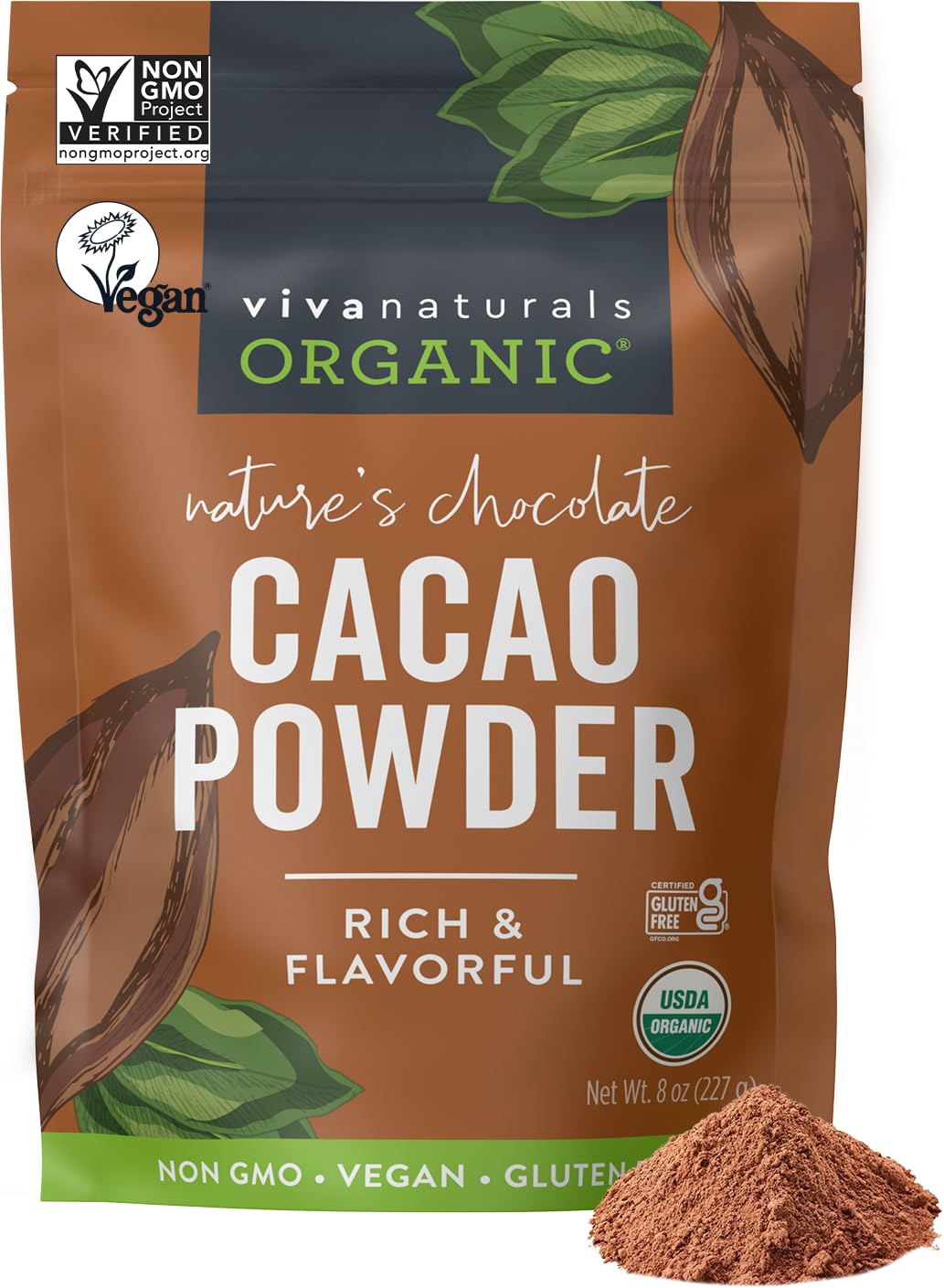 Organic Unsweetened Cacao Powder – 8 oz