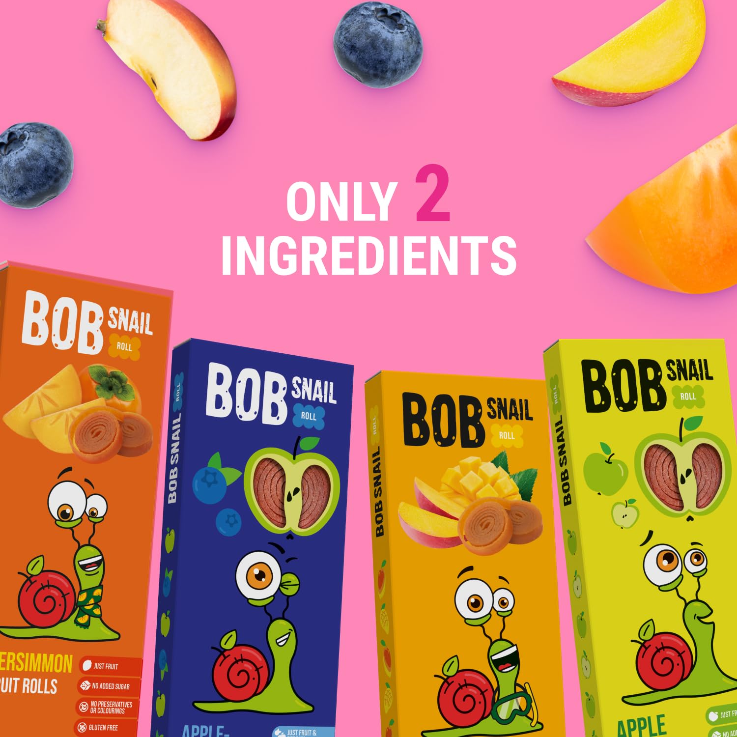 BOB SNAIL Healthy Fruit Snacks for Kids and Adults – 60 Fruit Roll Up
