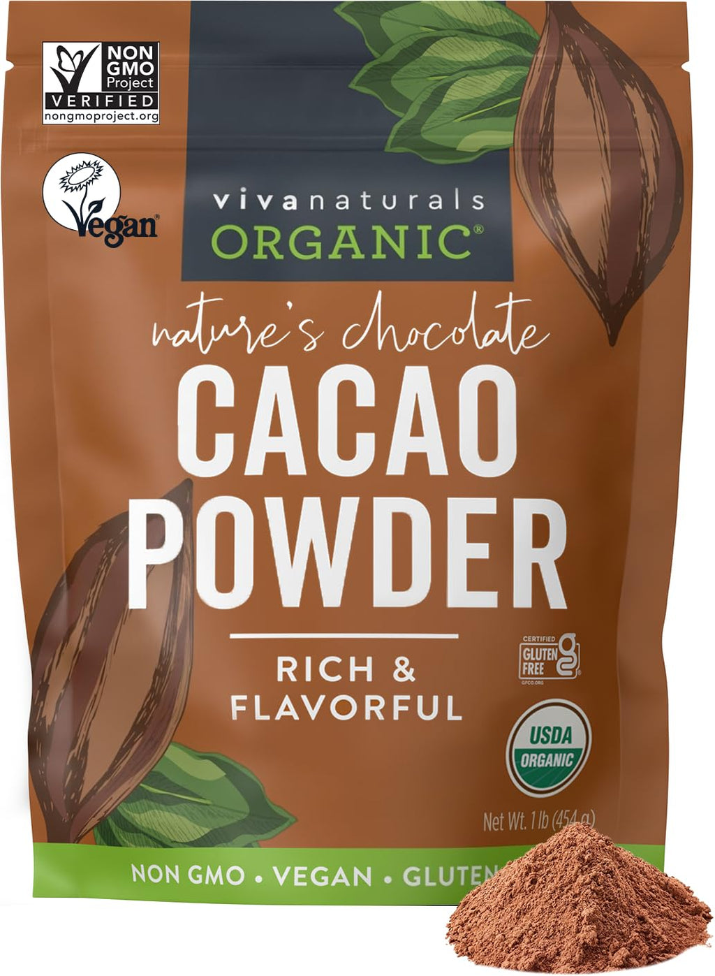 Organic Unsweetened Cacao Powder – 8 oz