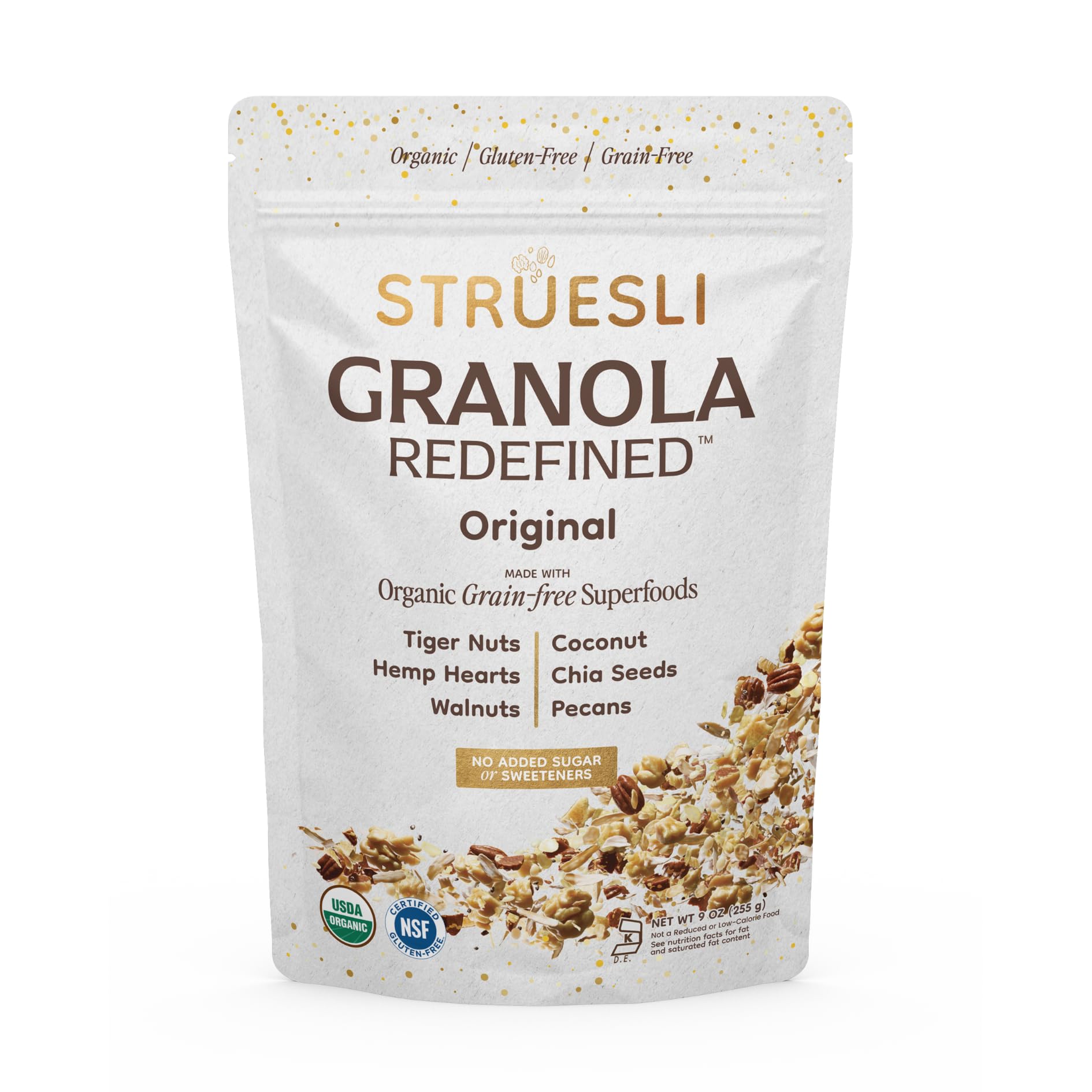 Struesli Organic Granola, Grain & Gluten Free, Healthy Snacks with Chia Seeds,