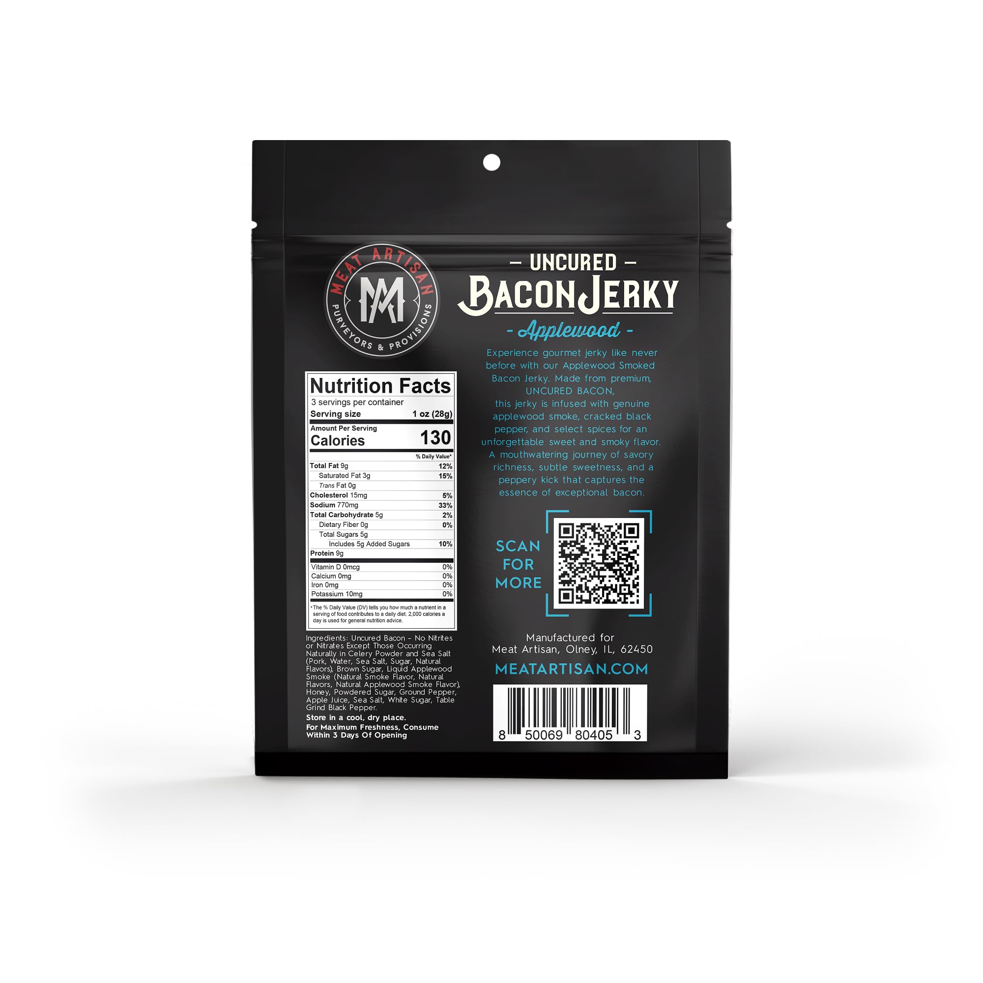 Meat Artisan Uncured Bacon Jerky | Premium Uncured Bacon
