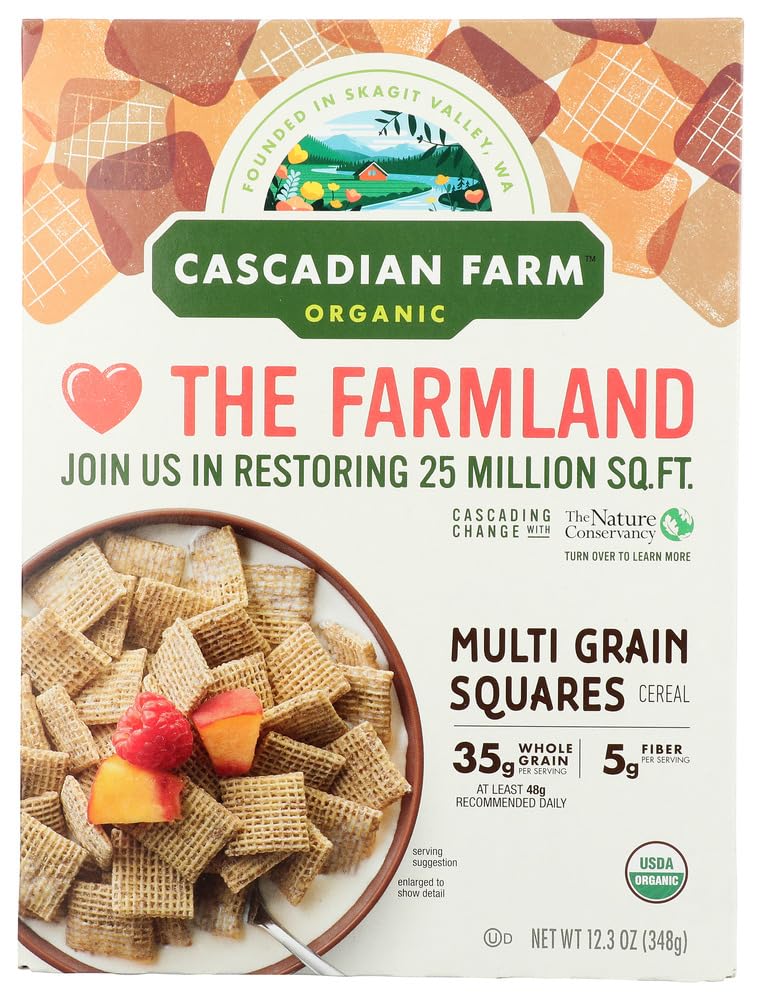 Cascadian Farms Organic Multi-Grain Squares Cereal(Pack of 60)