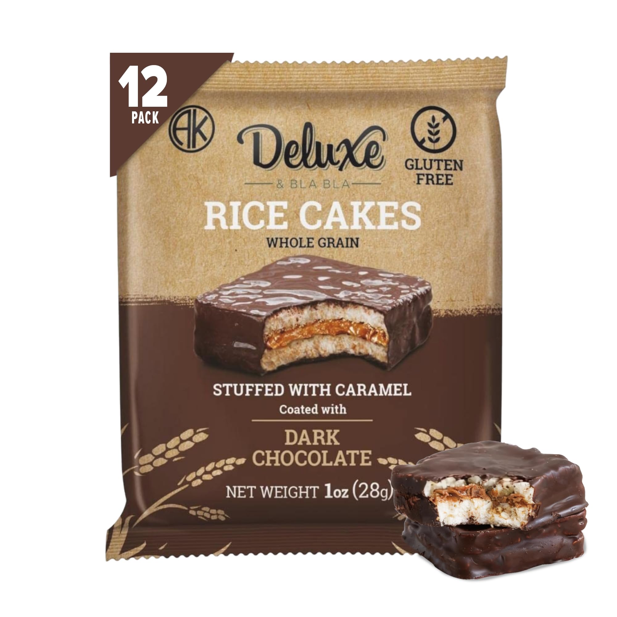 Caramel-Filled Chocolate Rice Cakes – Gluten-Free Whole Grain Snack