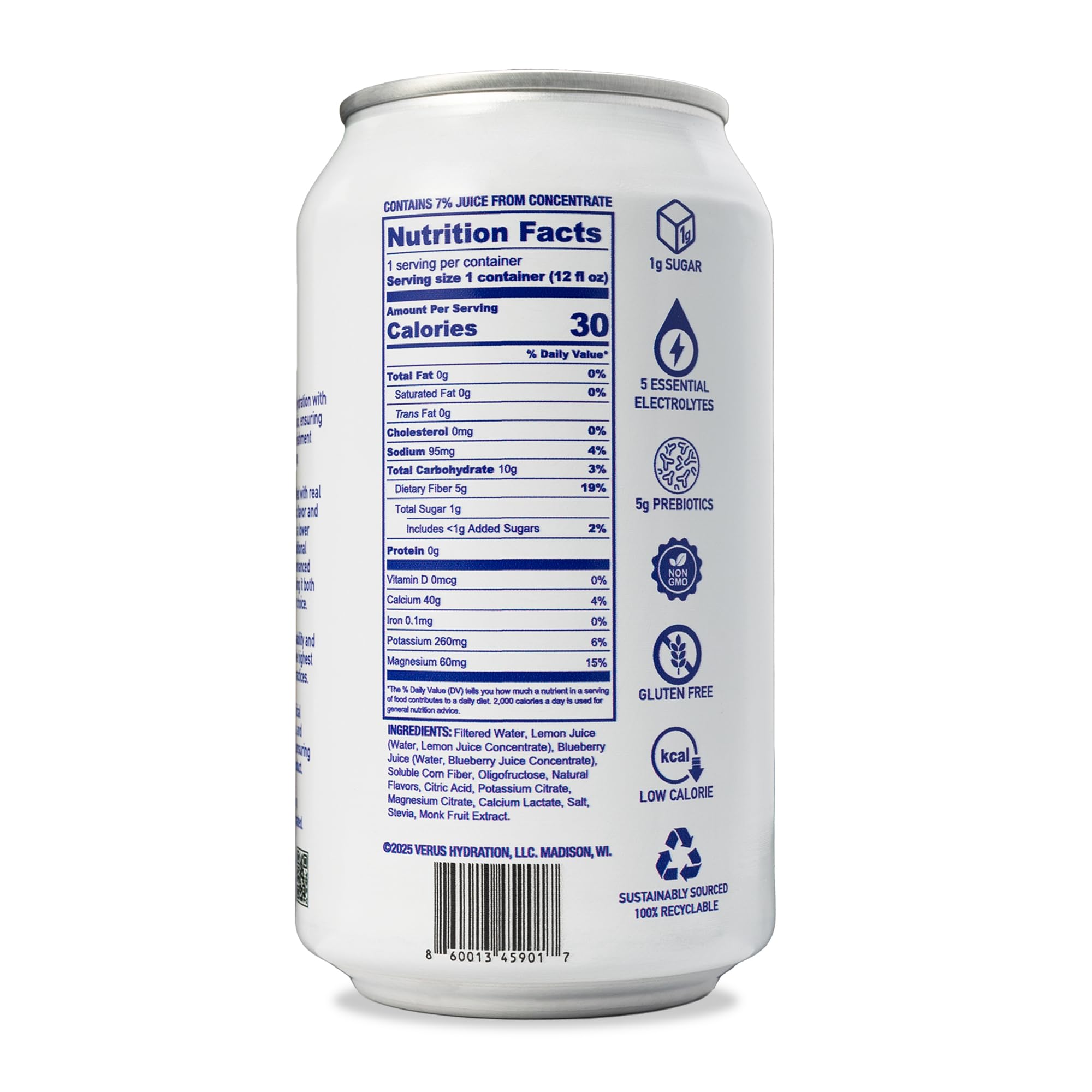 Sparkling Electrolyte Prebiotic Drink – Zero Added Sugar, 12 Pack