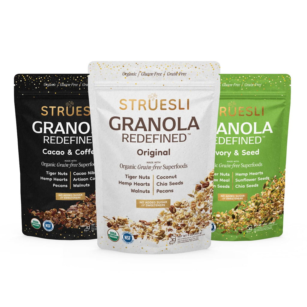Struesli Organic Granola, Grain & Gluten Free, Healthy Snacks with Chia Seeds,