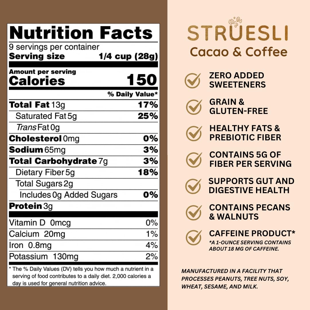 Struesli Organic Granola, Grain & Gluten Free, Healthy Snacks with Chia Seeds,