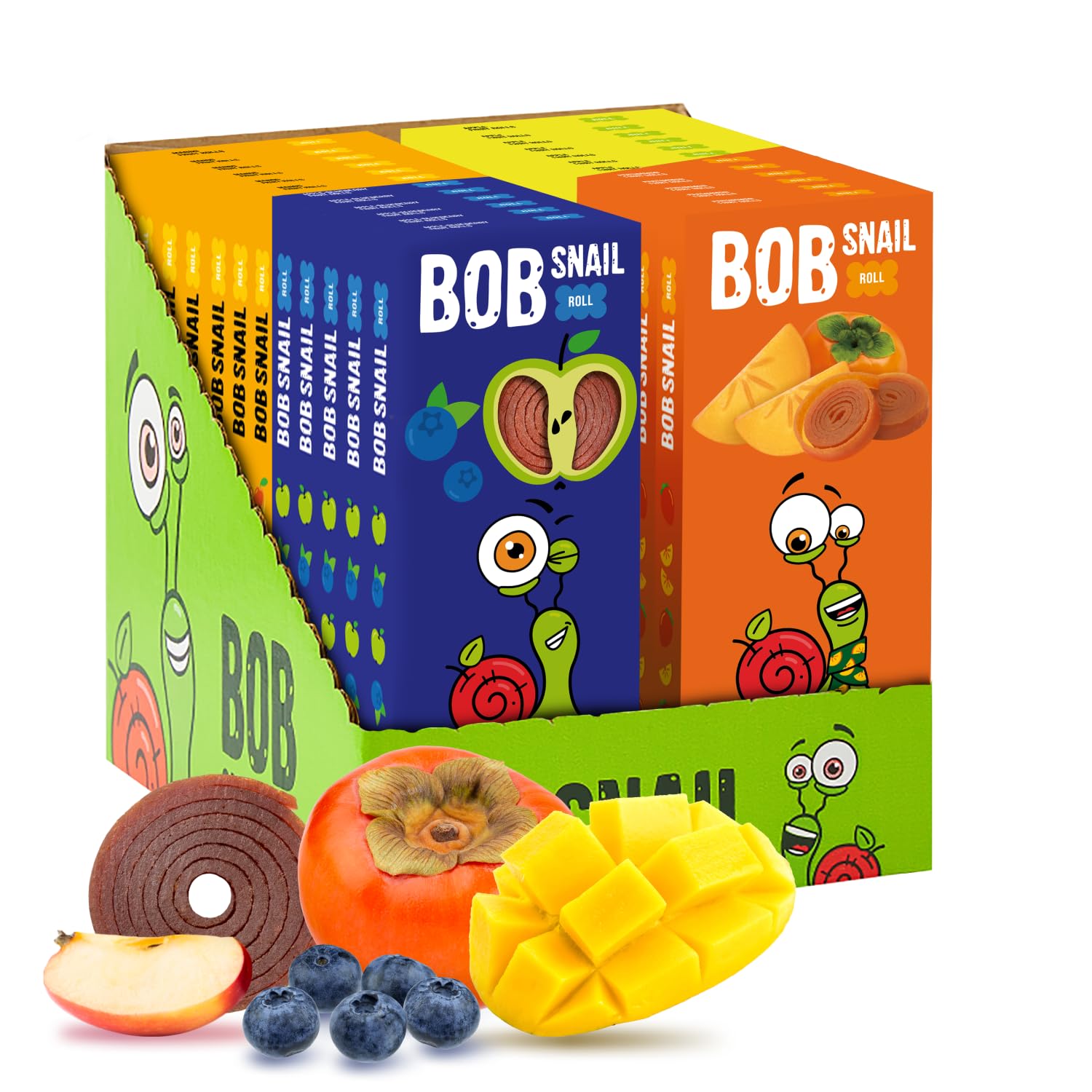 BOB SNAIL Healthy Fruit Snacks for Kids and Adults – 60 Fruit Roll Up