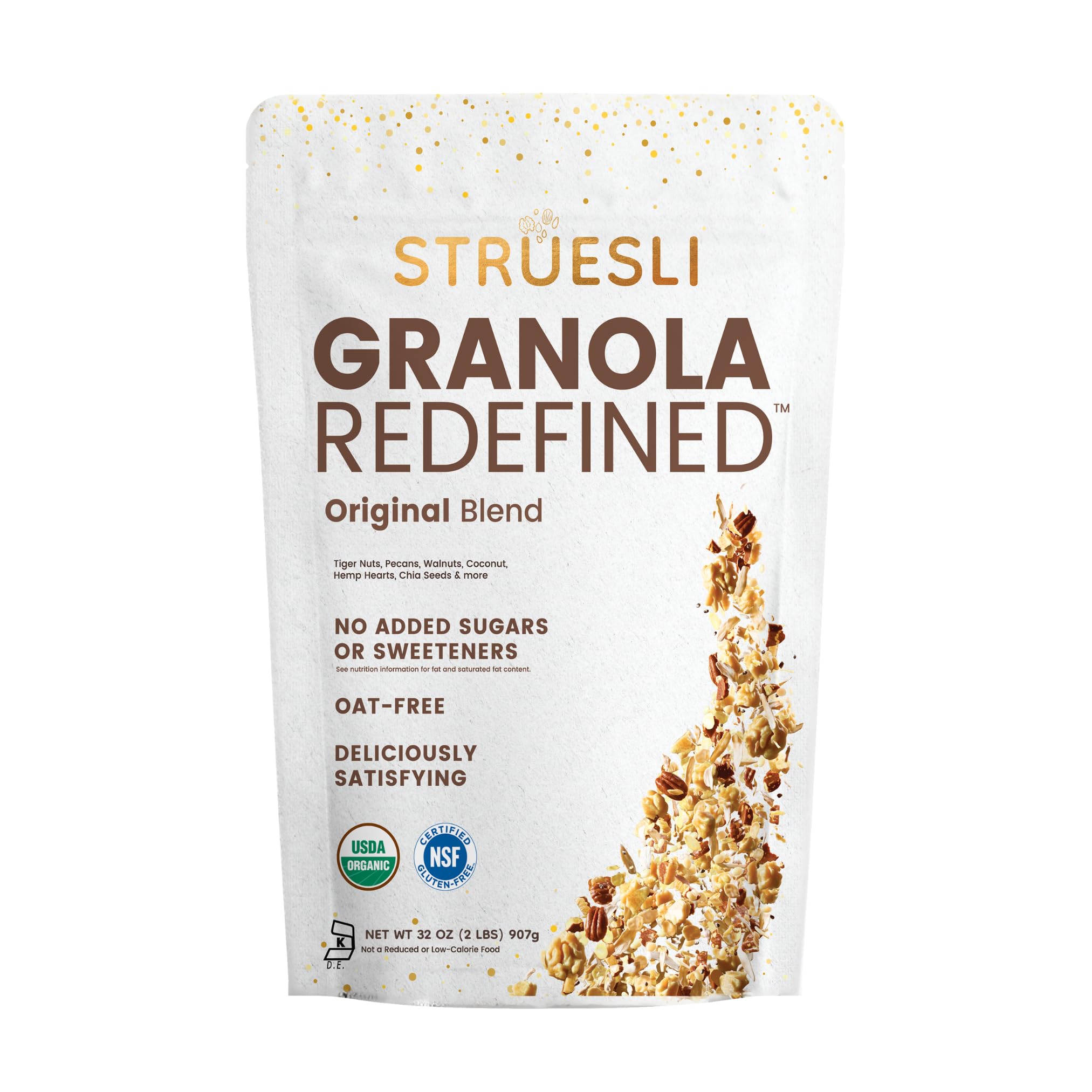 Struesli Organic Granola, Grain & Gluten Free, Healthy Snacks with Chia Seeds,