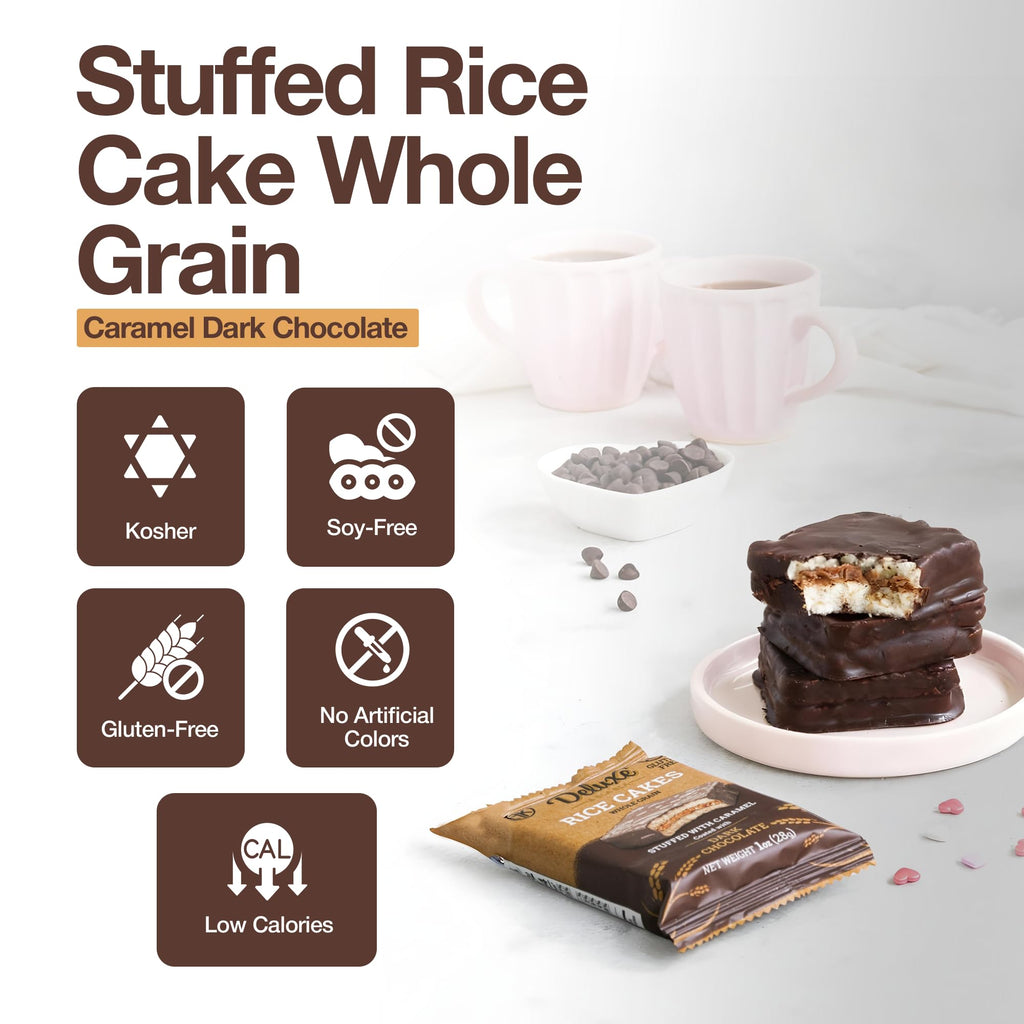 Caramel-Filled Chocolate Rice Cakes – Gluten-Free Whole Grain Snack