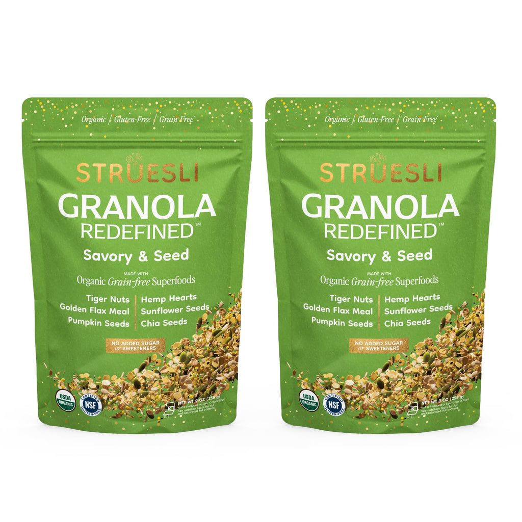 Struesli Organic Granola, Grain & Gluten Free, Healthy Snacks with Chia Seeds,