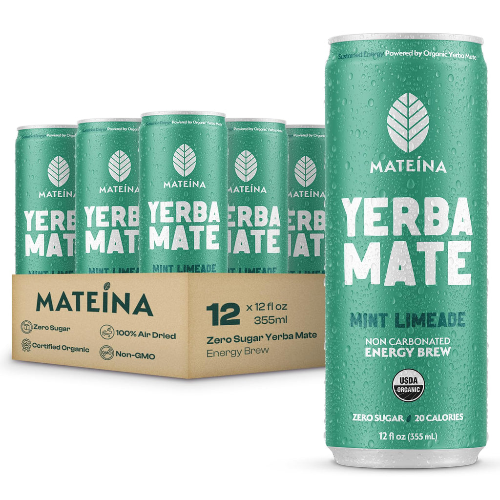 Mateina Yerba Mate Energy Drink, 12 fl oz, 12 Pack