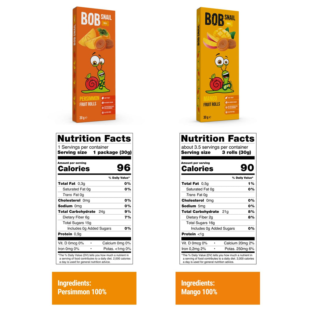 BOB SNAIL Healthy Fruit Snacks for Kids and Adults – 60 Fruit Roll Up