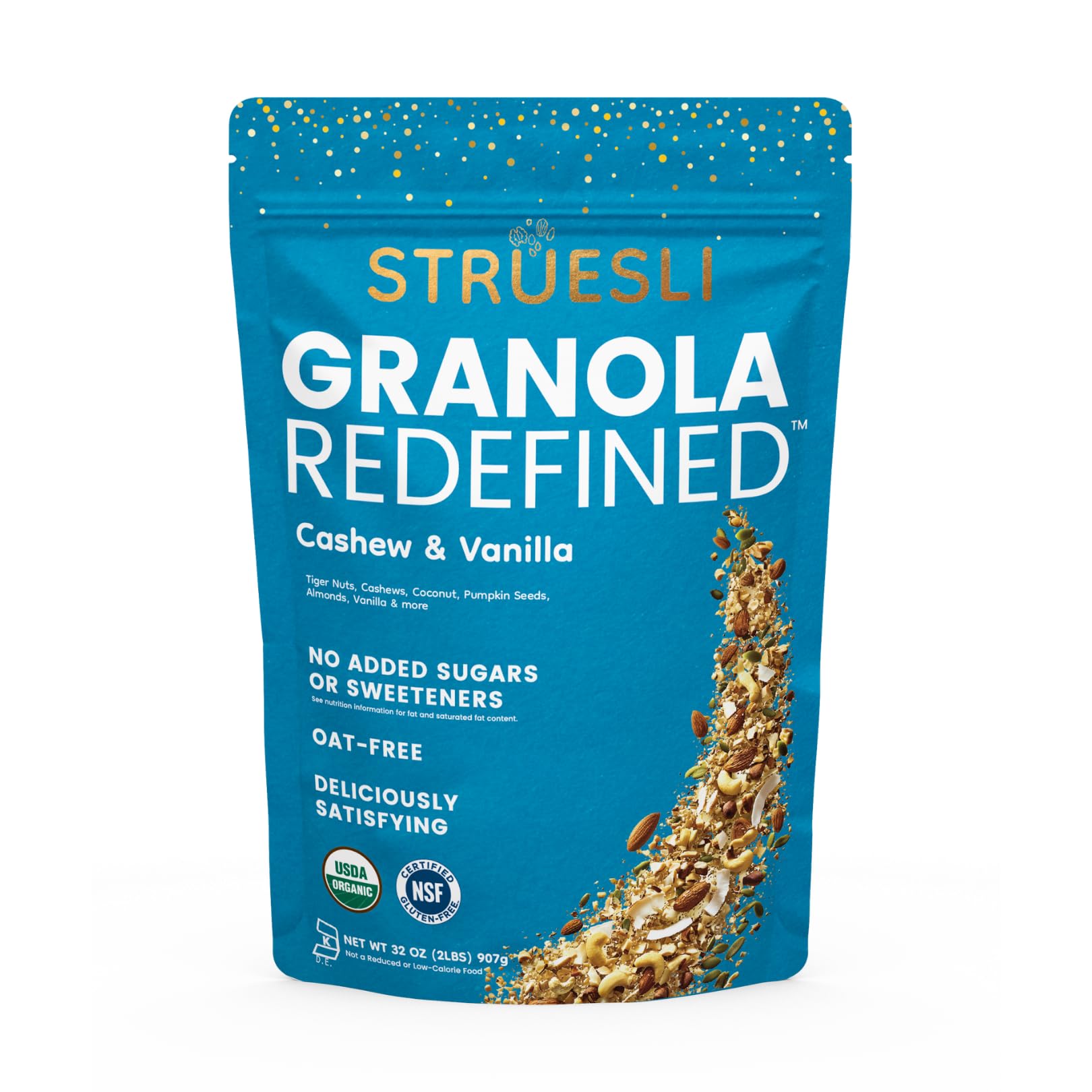 Struesli Organic Granola, Grain & Gluten Free, Healthy Snacks with Chia Seeds,