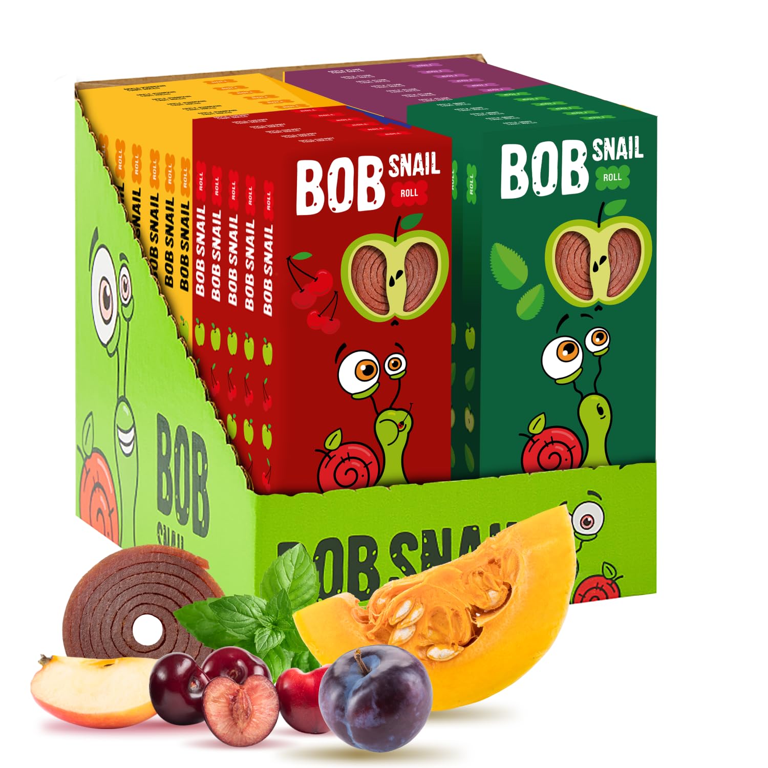 BOB SNAIL Healthy Fruit Snacks for Kids and Adults – 60 Fruit Roll Up