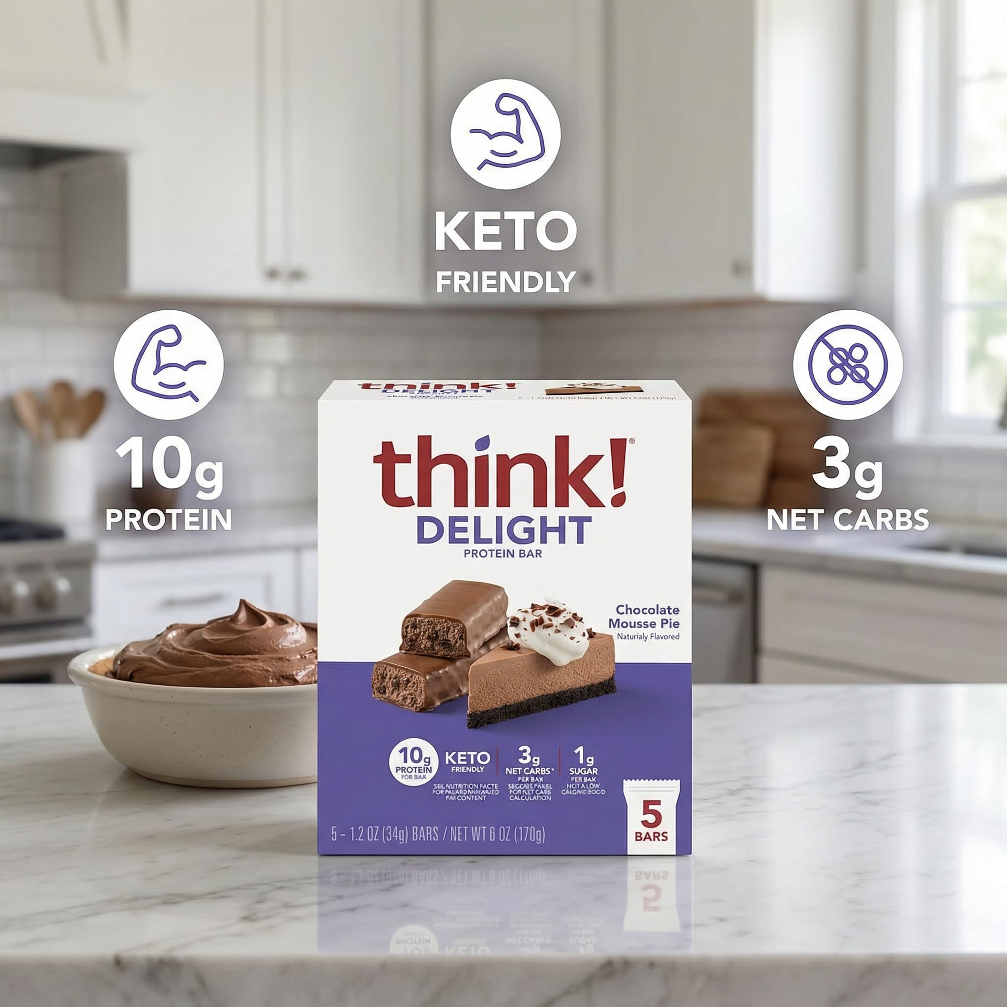 Chocolate Mousse Pie Protein Bars – High Protein, Low Carb, Gluten-Free