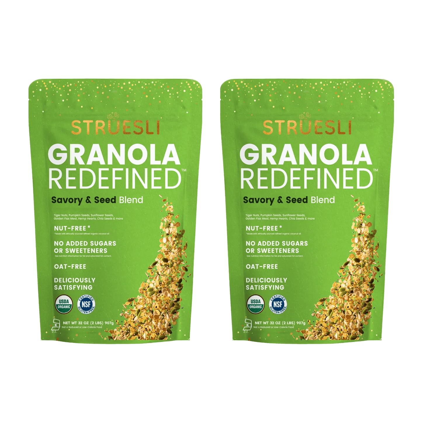 Struesli Organic Granola, Grain & Gluten Free, Healthy Snacks with Chia Seeds,