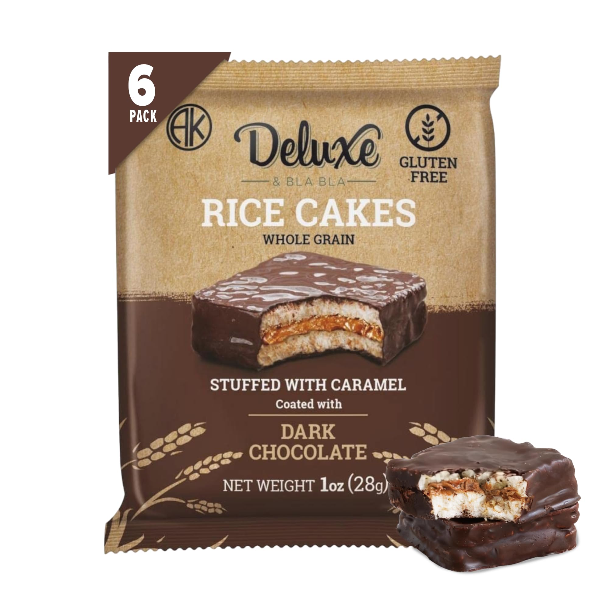 Caramel-Filled Chocolate Rice Cakes – Gluten-Free Whole Grain Snack