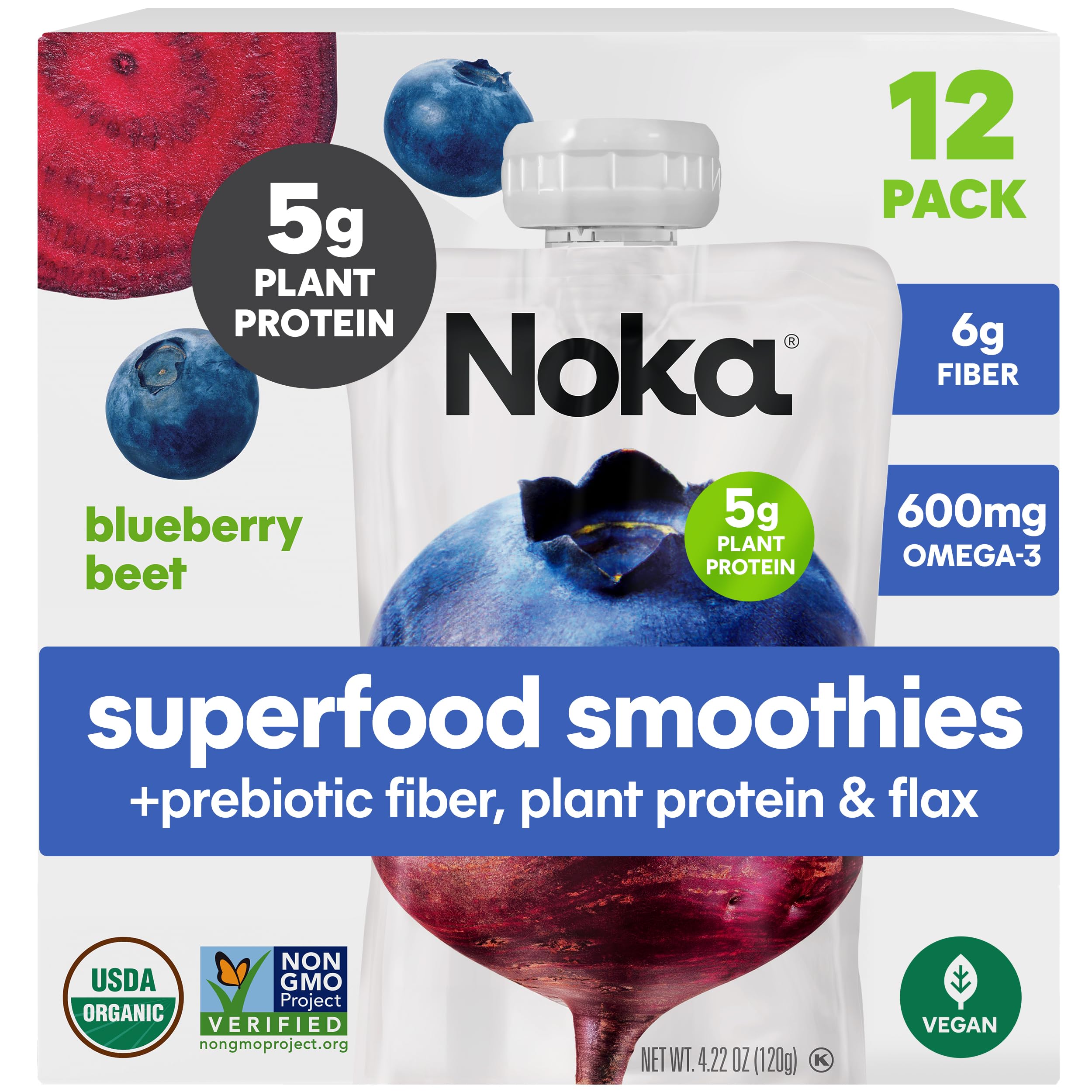 Organic Superfood Fruit Smoothie Pouches – Plant Protein & Prebiotic Fiber