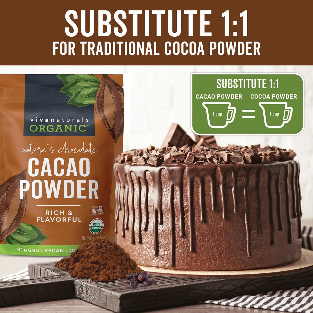 Organic Unsweetened Cacao Powder – 8 oz