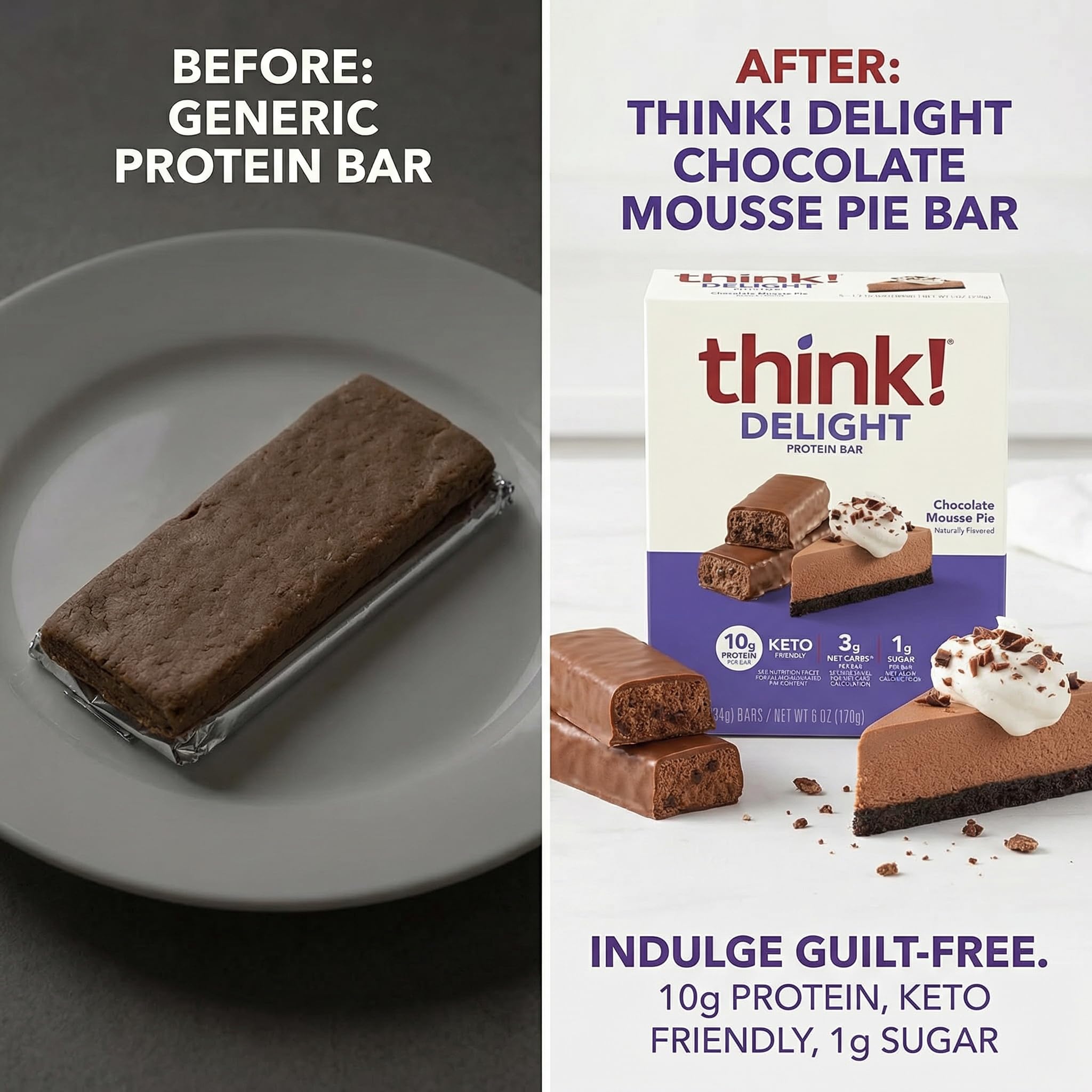 Chocolate Mousse Pie Protein Bars – High Protein, Low Carb, Gluten-Free