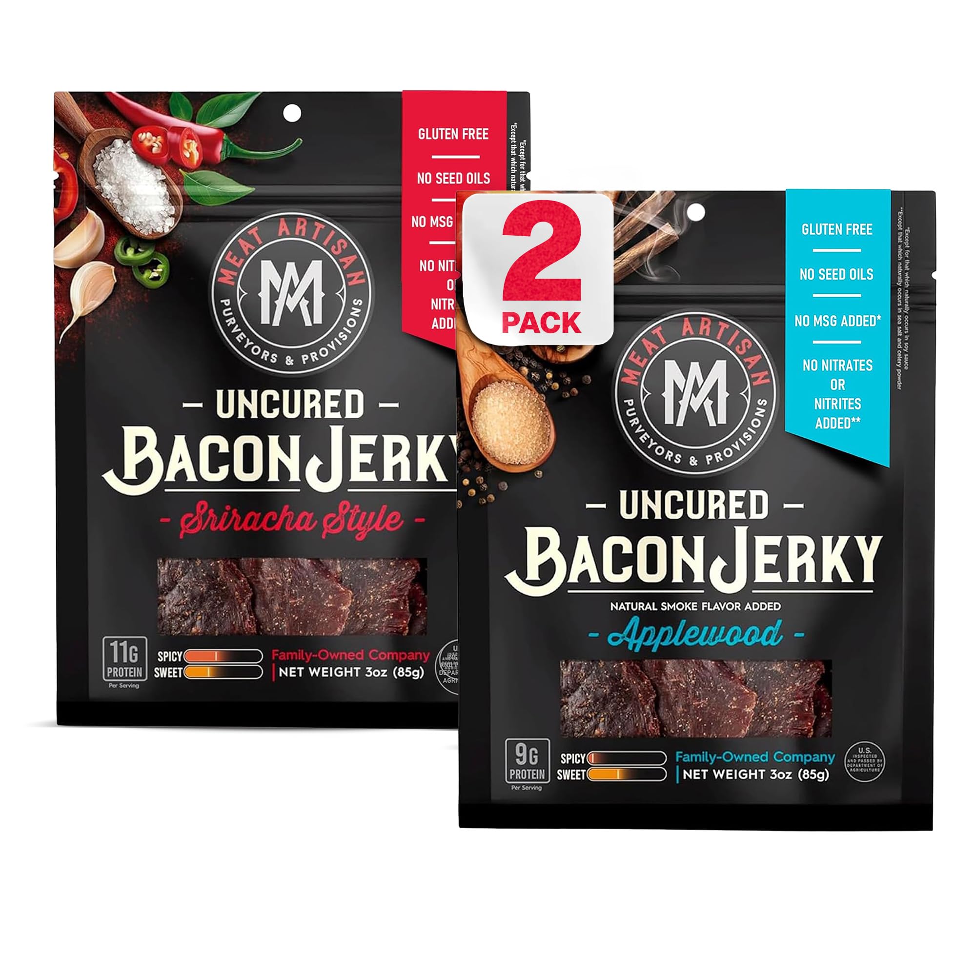 Meat Artisan Uncured Bacon Jerky | Premium Uncured Bacon