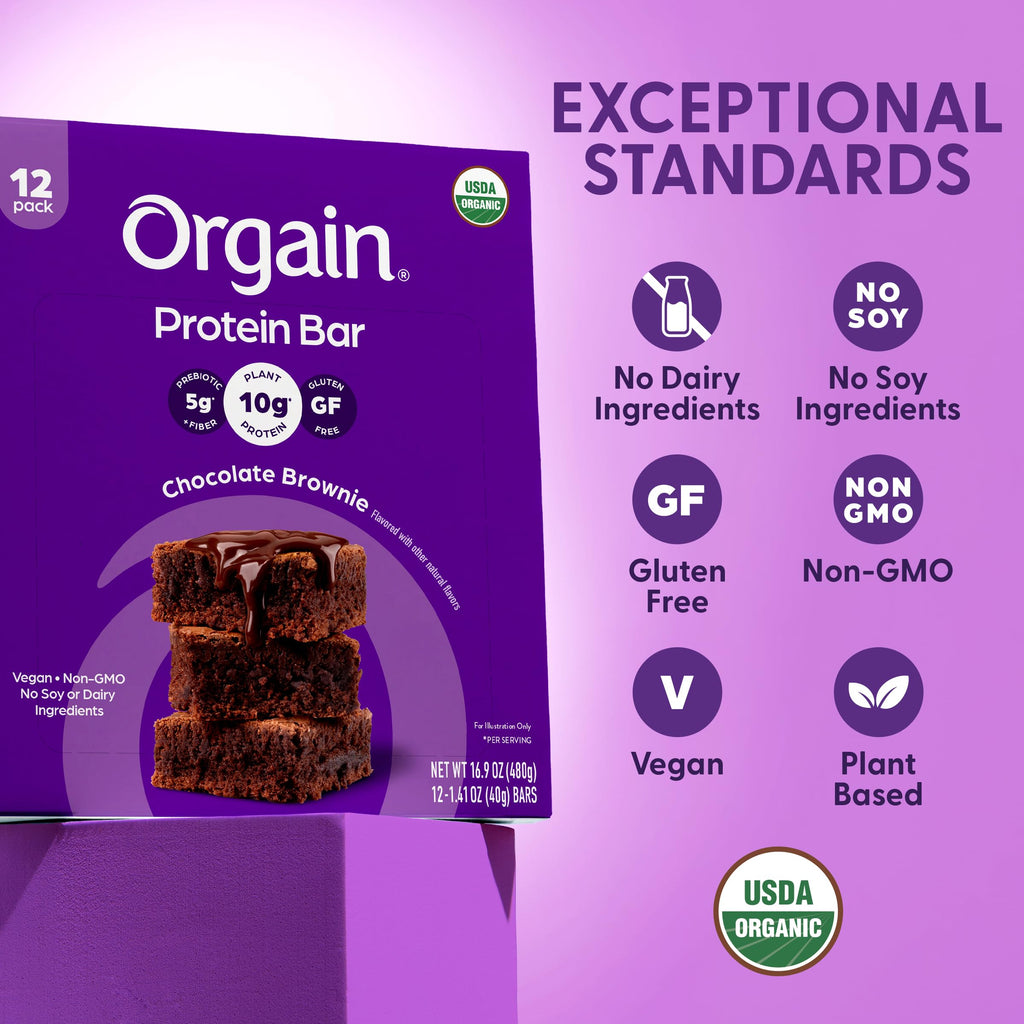 Organic Vegan Chocolate Brownie Protein Bars – 10g Plant Protein