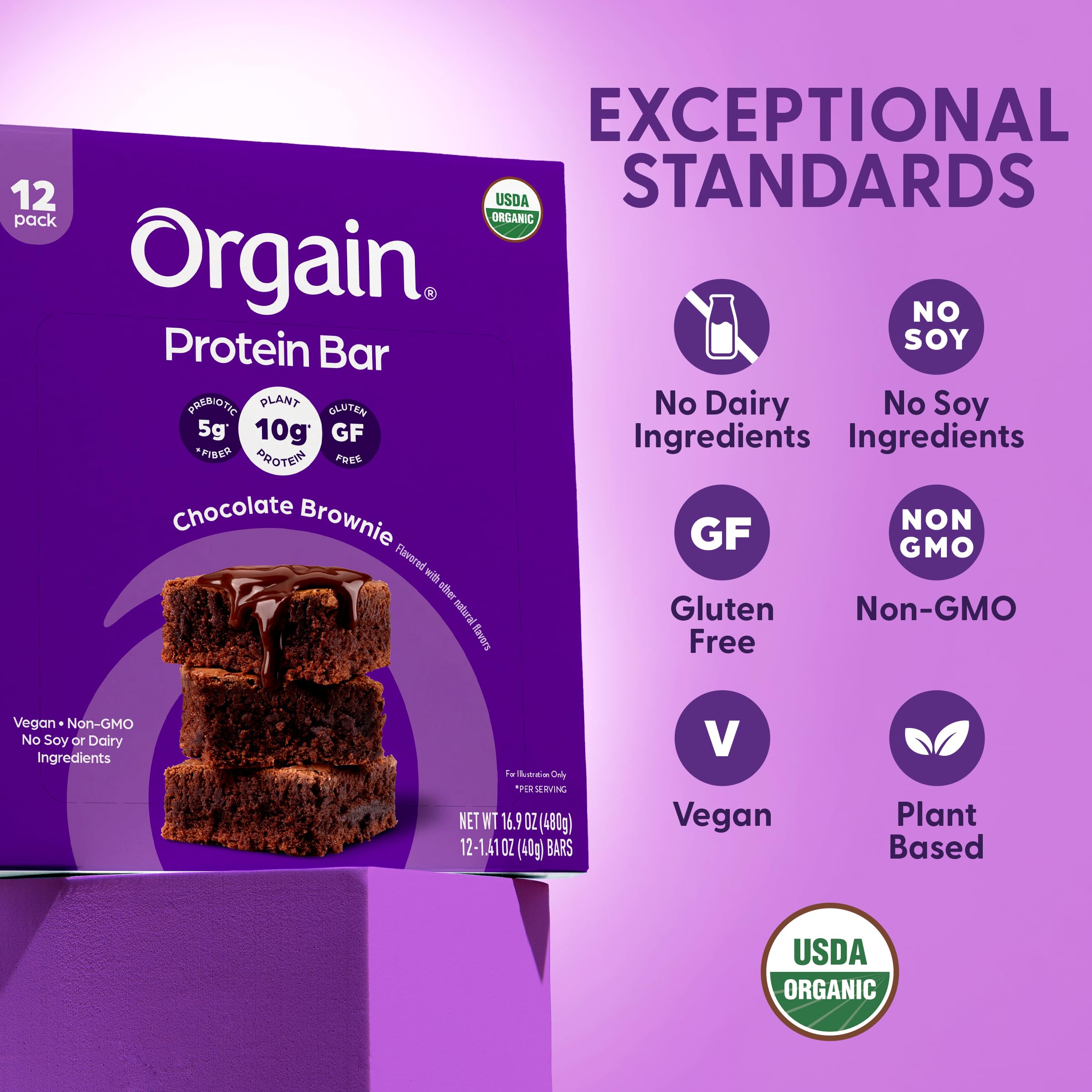 Organic Vegan Chocolate Brownie Protein Bars – 10g Plant Protein
