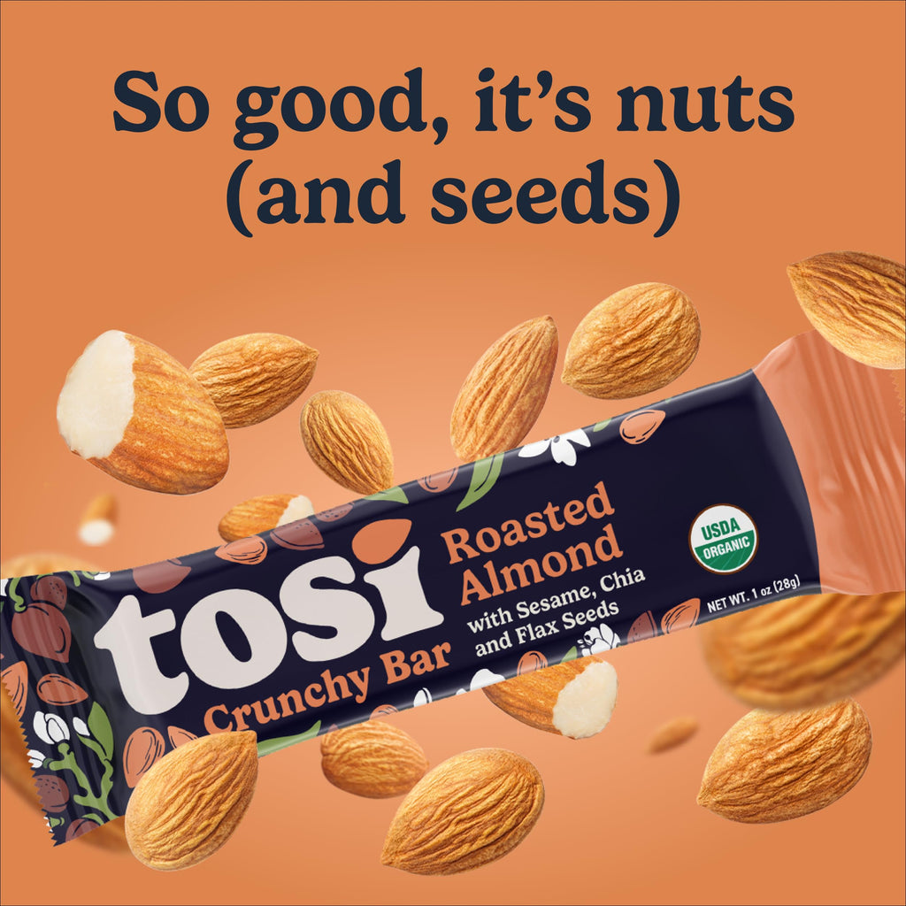 Tosi Nut Bars - Plant Based Healthy Snack Bars, 12-Pack