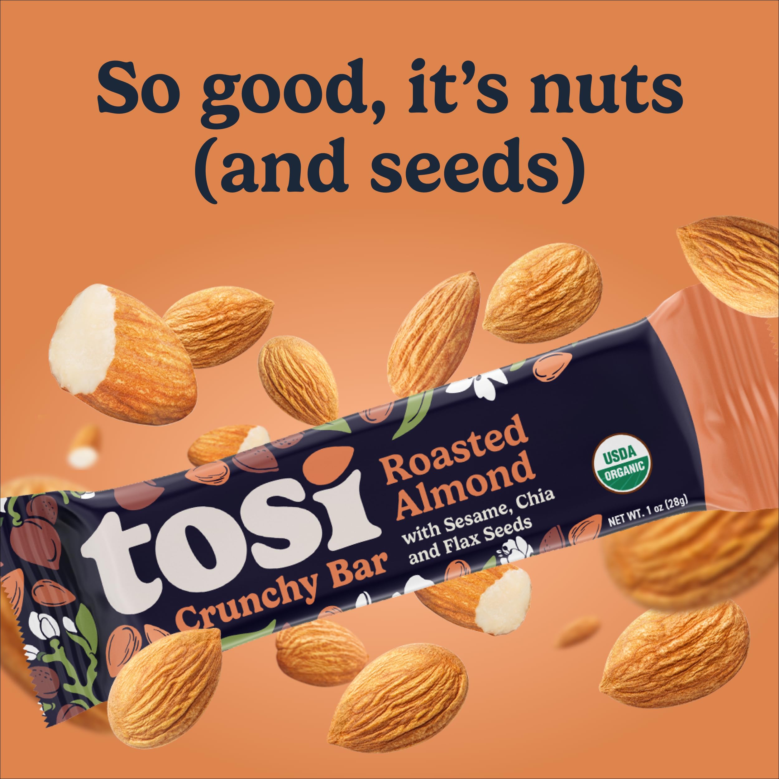 Tosi Nut Bars - Plant Based Healthy Snack Bars, 12-Pack