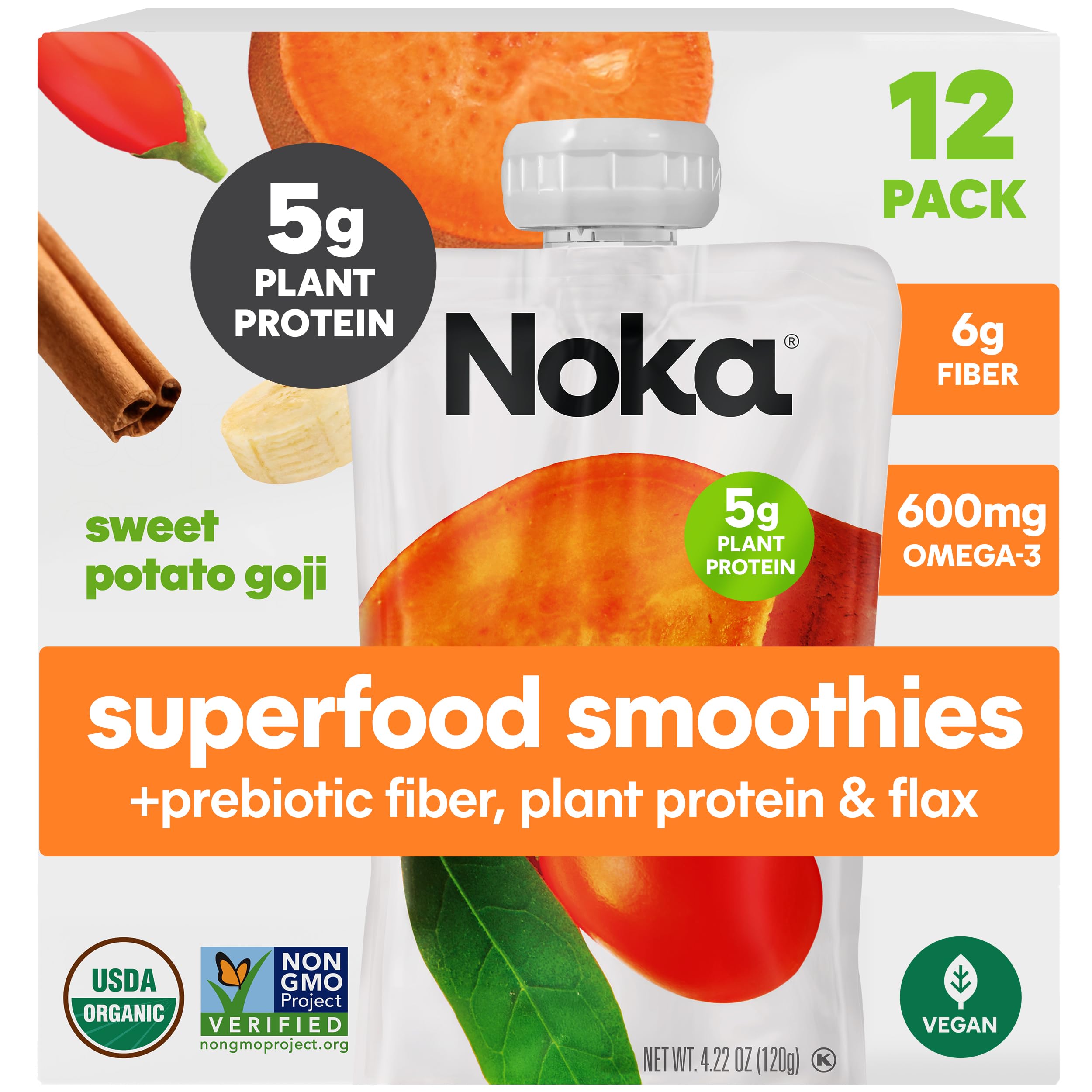 Organic Superfood Fruit Smoothie Pouches – Plant Protein & Prebiotic Fiber