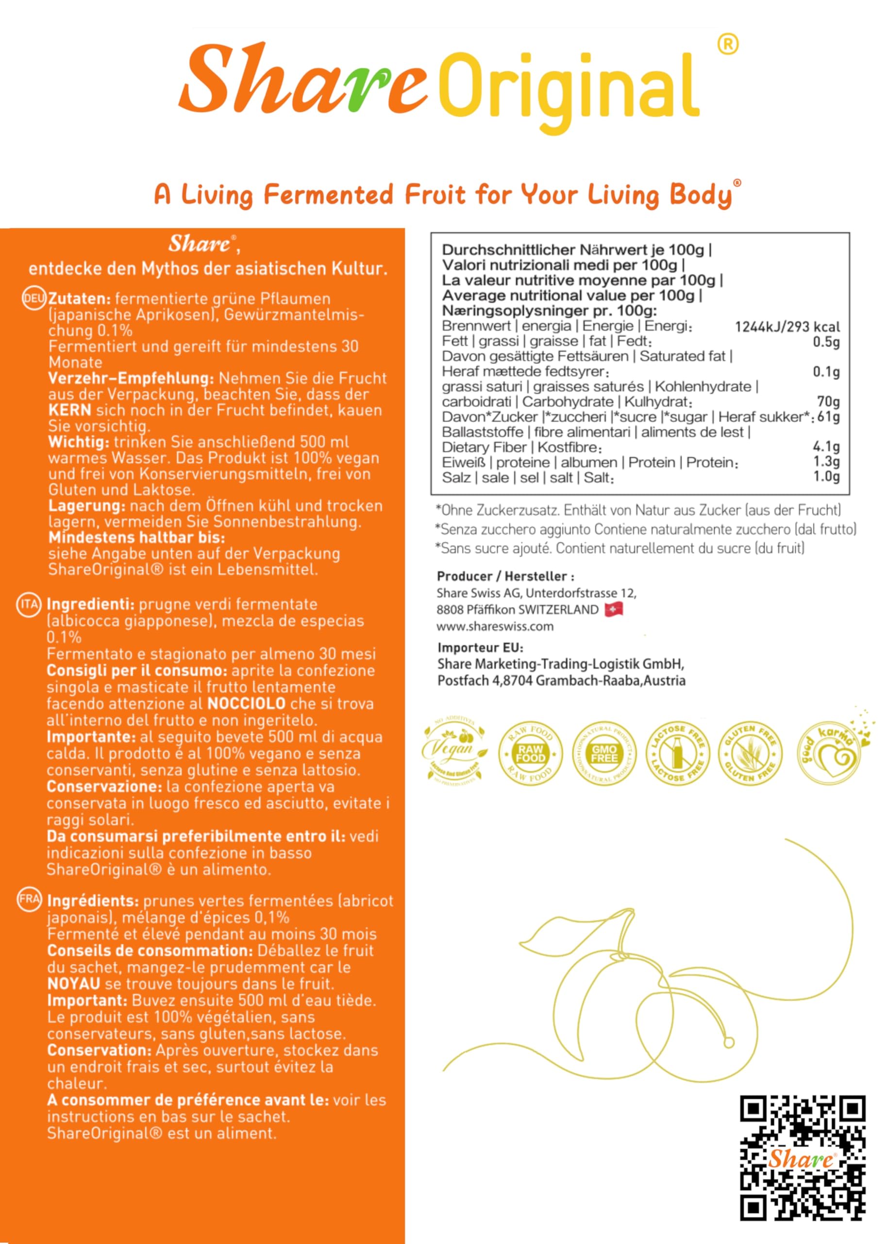 Fermented Green Plum Japanese Apricot – 3 × 1.1 lb