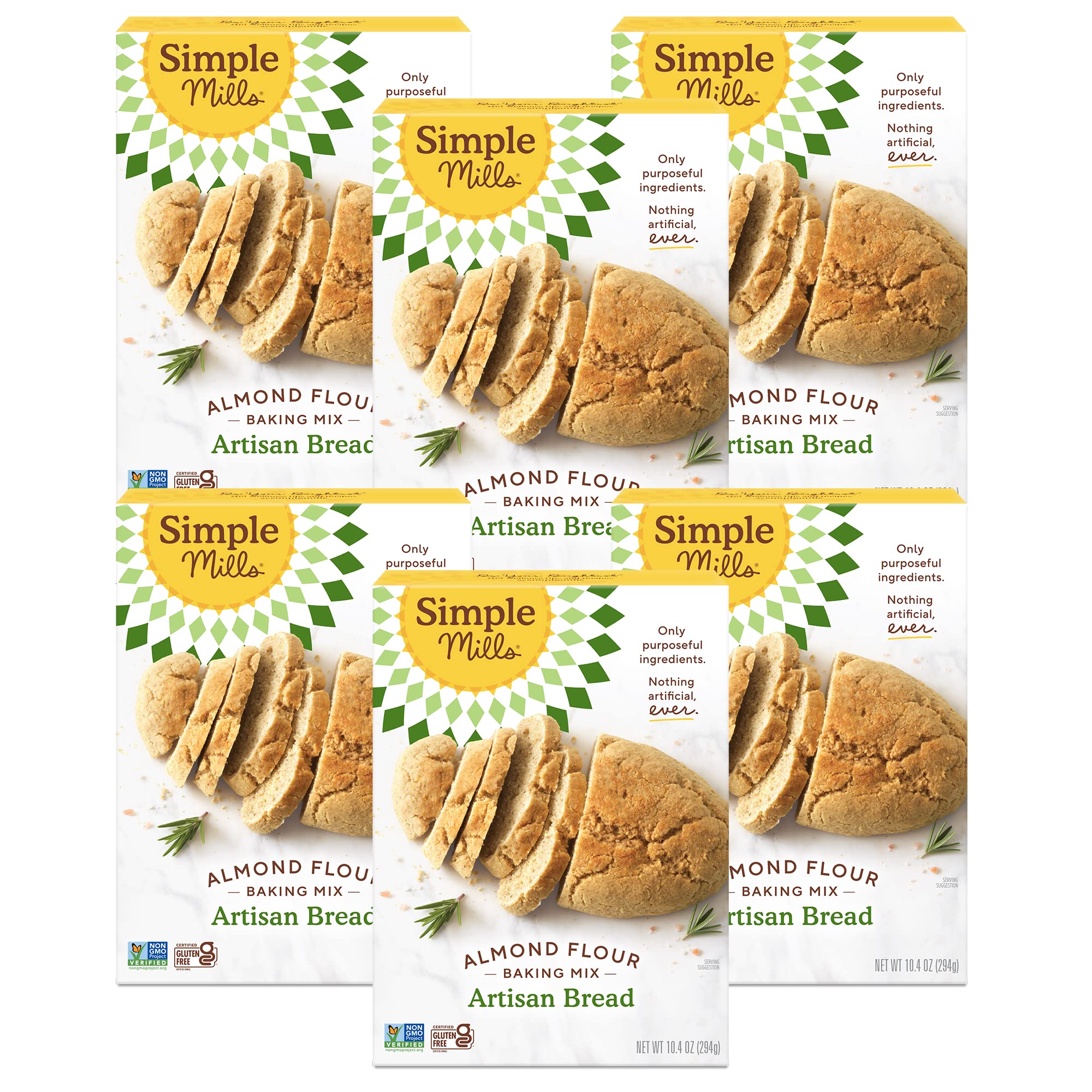 Simple Mills Almond Flour Baking Mix, Artisan Bread Mix, 6pk, 10.4oz