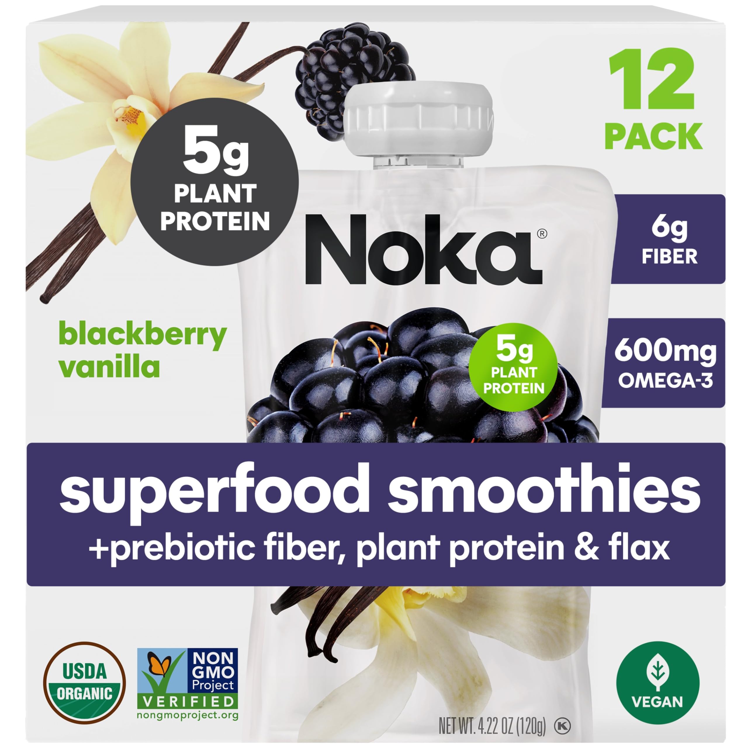 Organic Superfood Fruit Smoothie Pouches – Plant Protein & Prebiotic Fiber