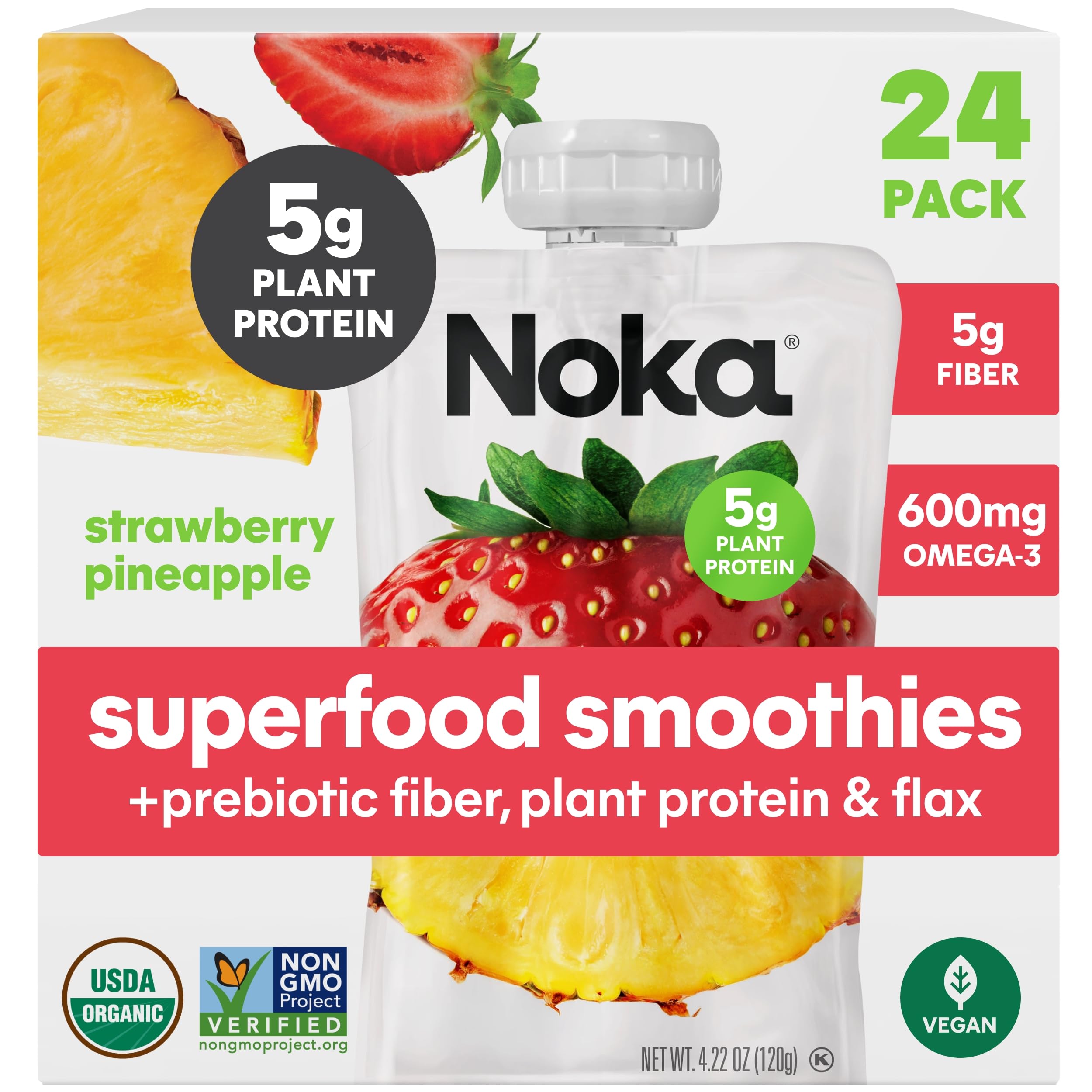 Organic Superfood Fruit Smoothie Pouches – Plant Protein & Prebiotic Fiber