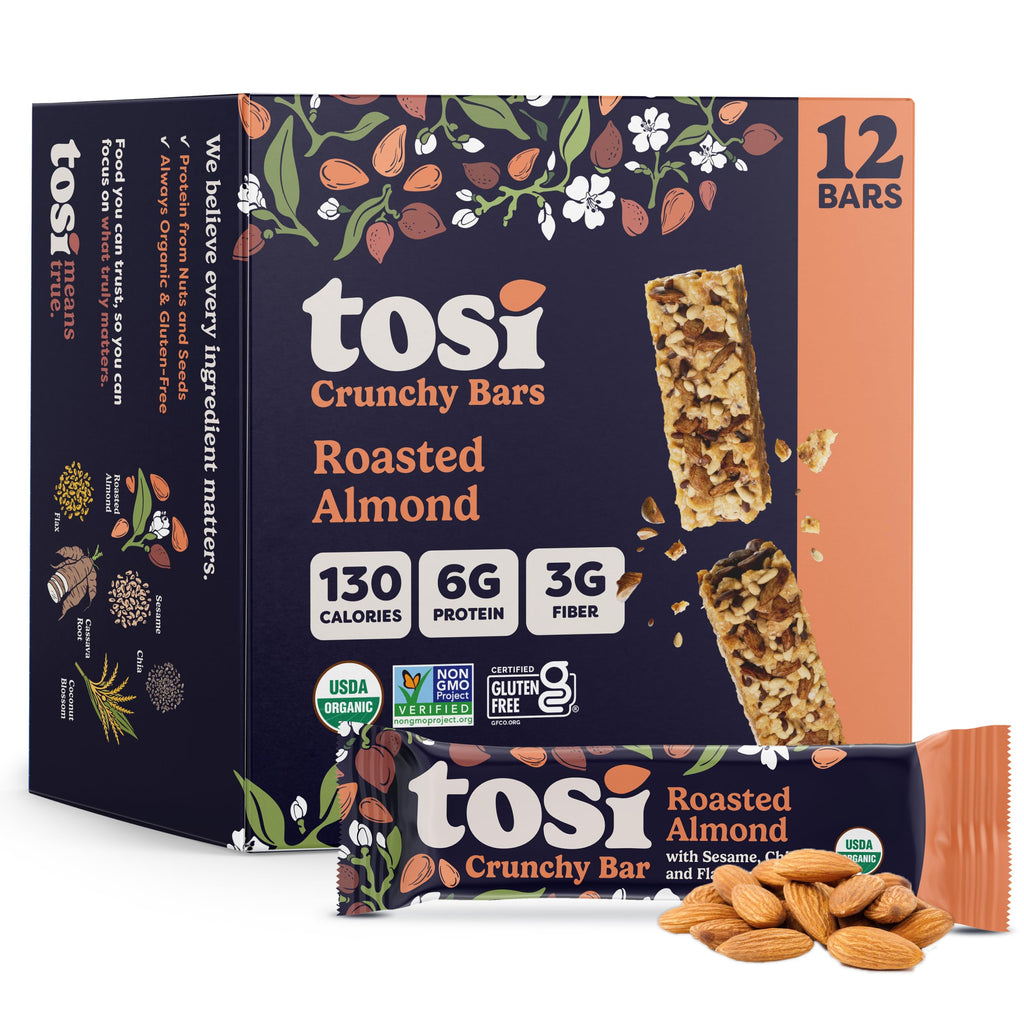 Tosi Nut Bars - Plant Based Healthy Snack Bars, 12-Pack
