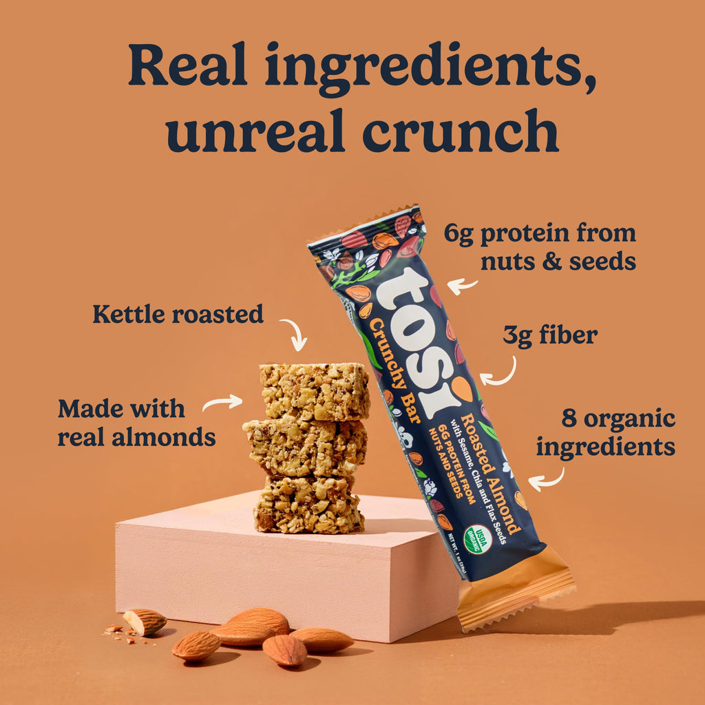 Tosi Nut Bars - Plant Based Healthy Snack Bars, 12-Pack