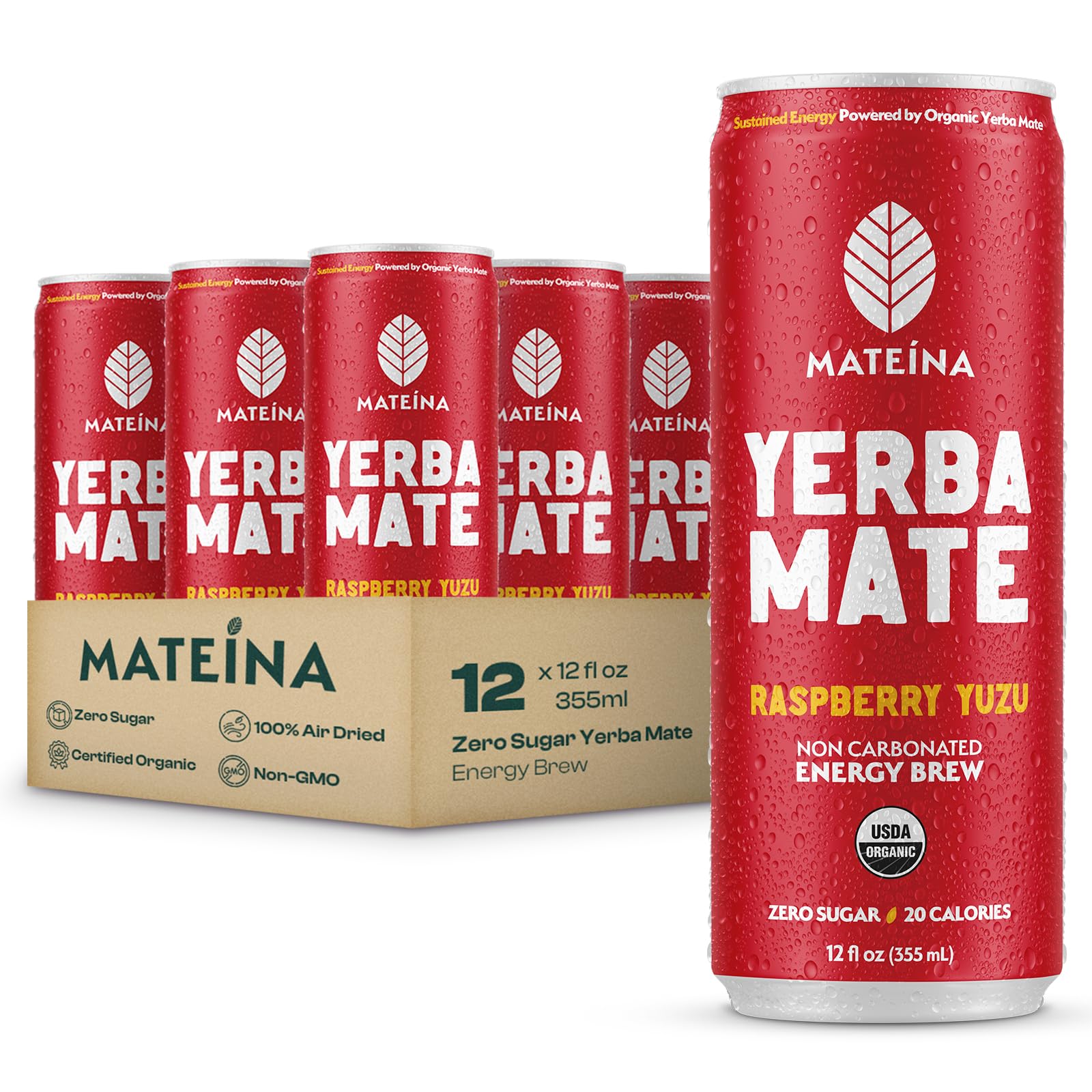 Mateina Yerba Mate Energy Drink, 12 fl oz, 12 Pack